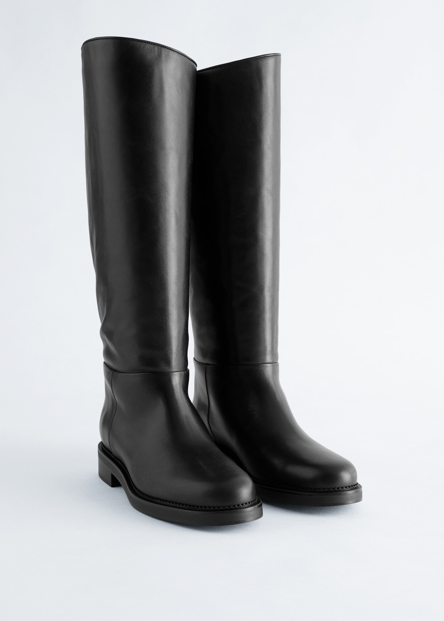 Bottes hauteur genou en cuir - Noir - 6