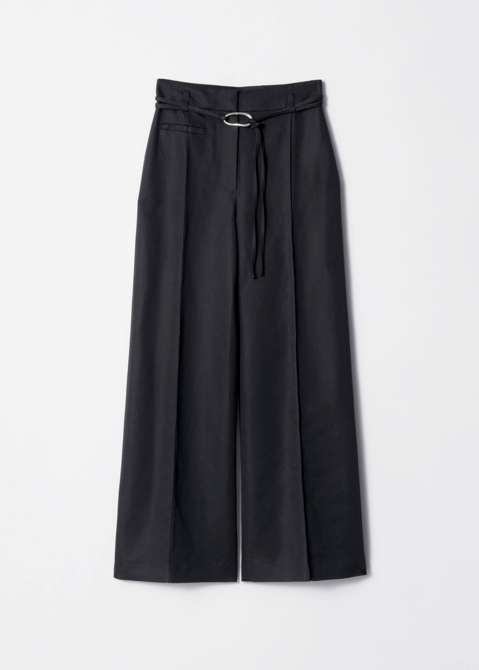 Pantaloni sartoriali con cintura annodata - Nero