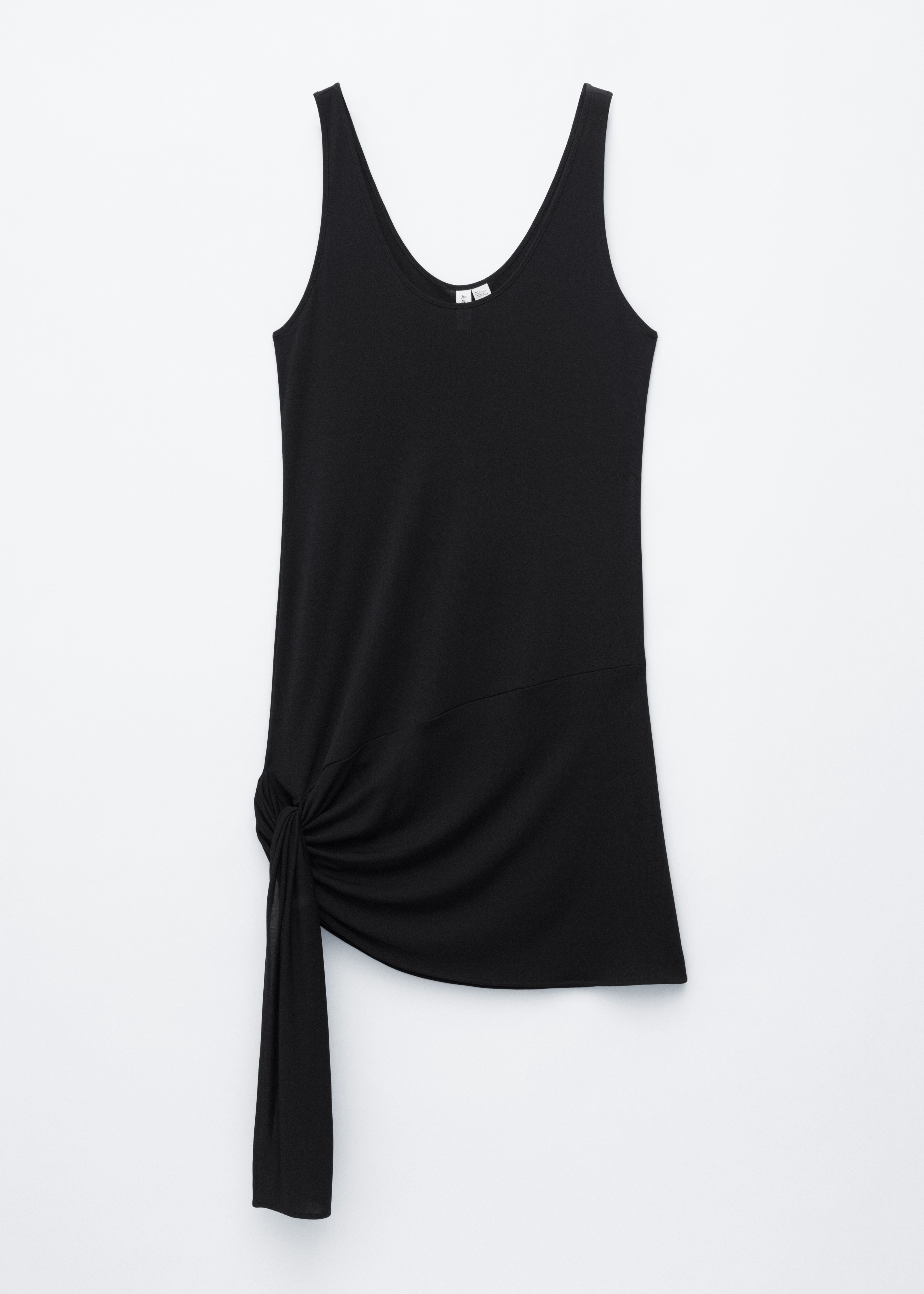 Tie-Hem Mini Dress - Black
