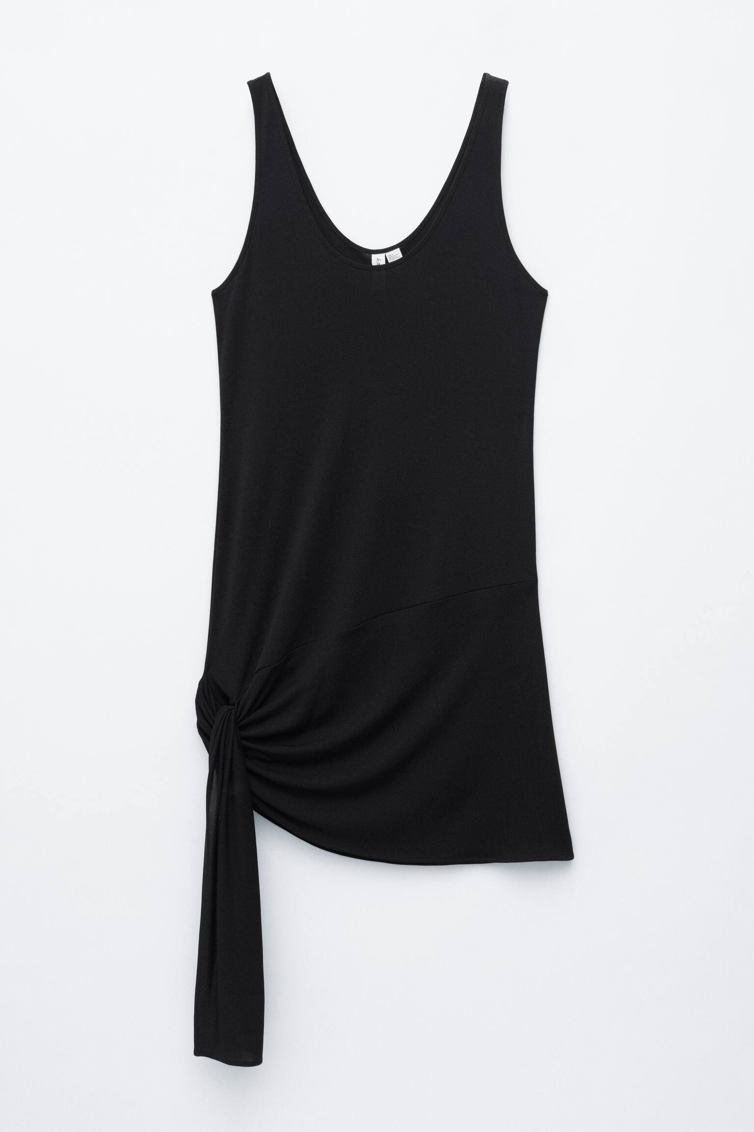 Rochie Mini cu Șnur la Tiv - Negru - 1
