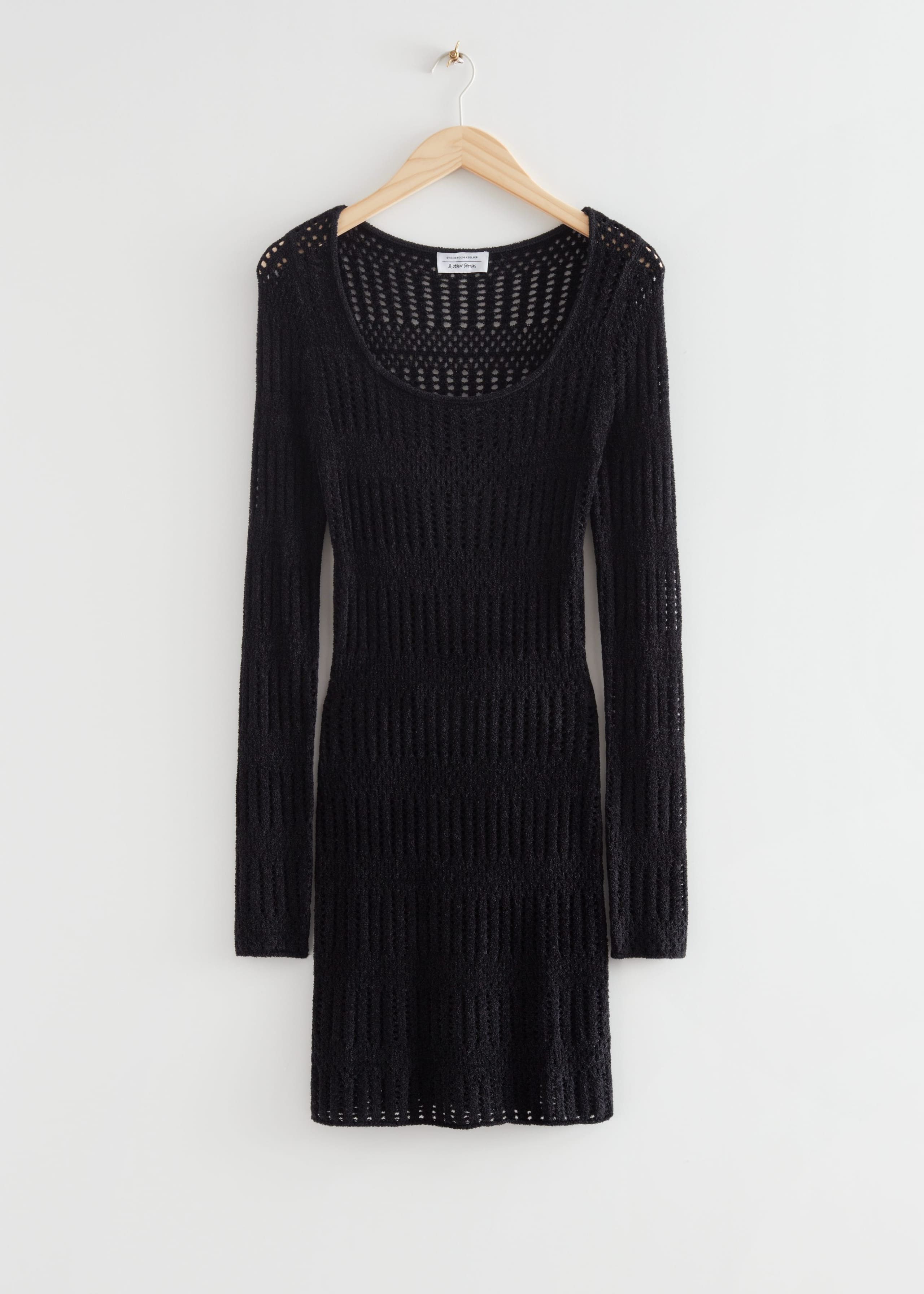 Fitted Crochet Mini Dress - Black - Still Life