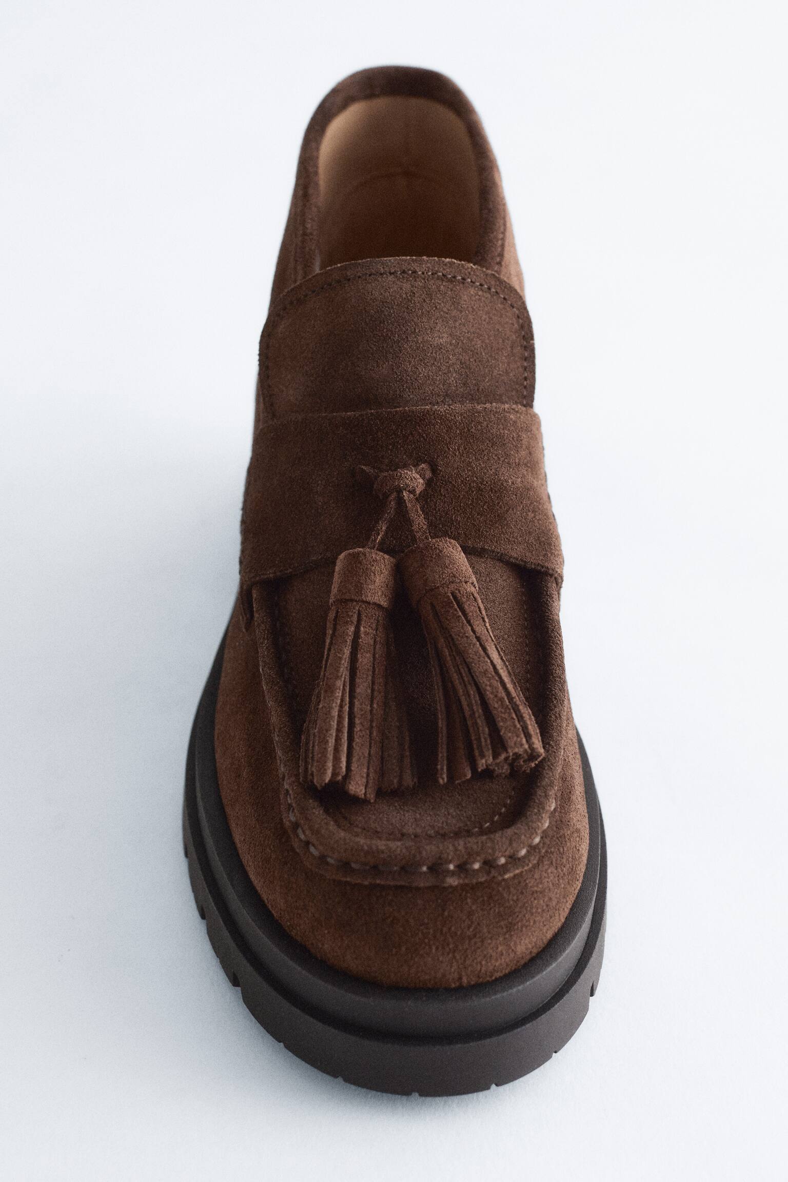 Ankellange loafers med kvaster - Brun - 6