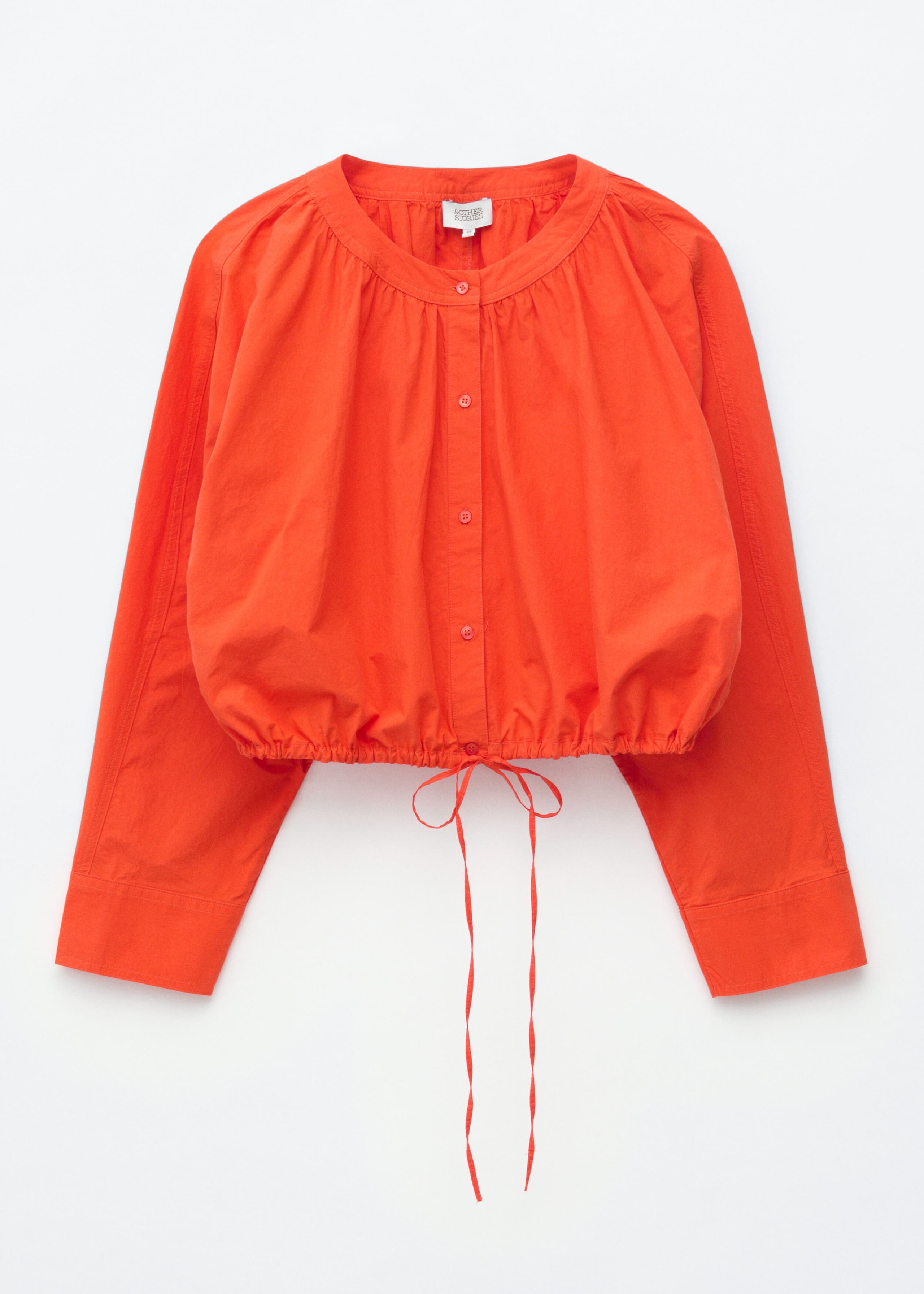 Gathered Cropped Blouse - Bright Orange - Still Life