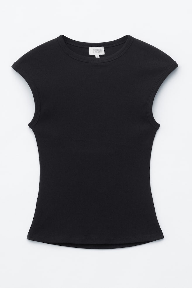 Maglia a coste con apertura sul retro - Nero/Bianco - 1