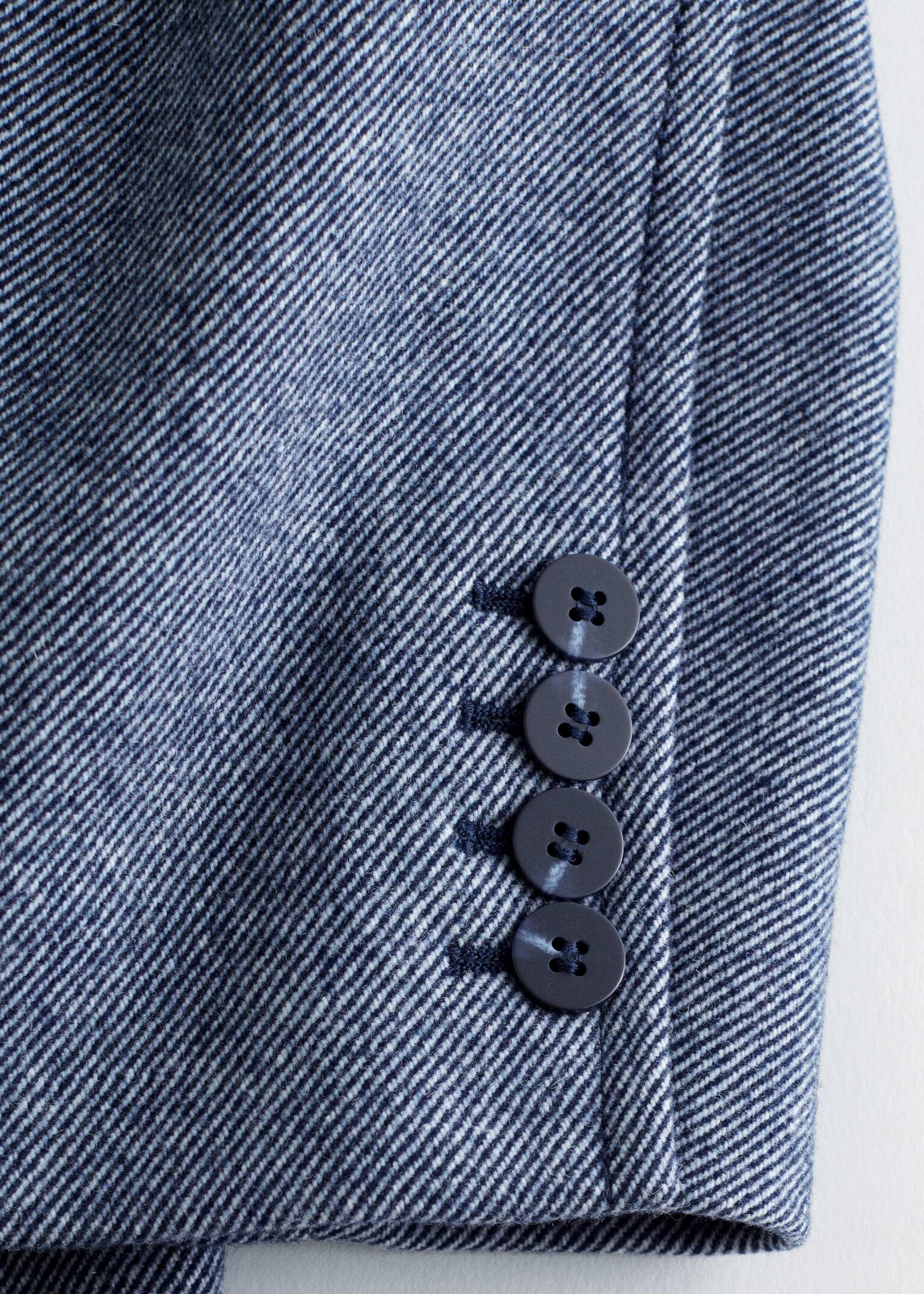 Fitted Shoulder-Pad Blazer - Dusty Blue - 5