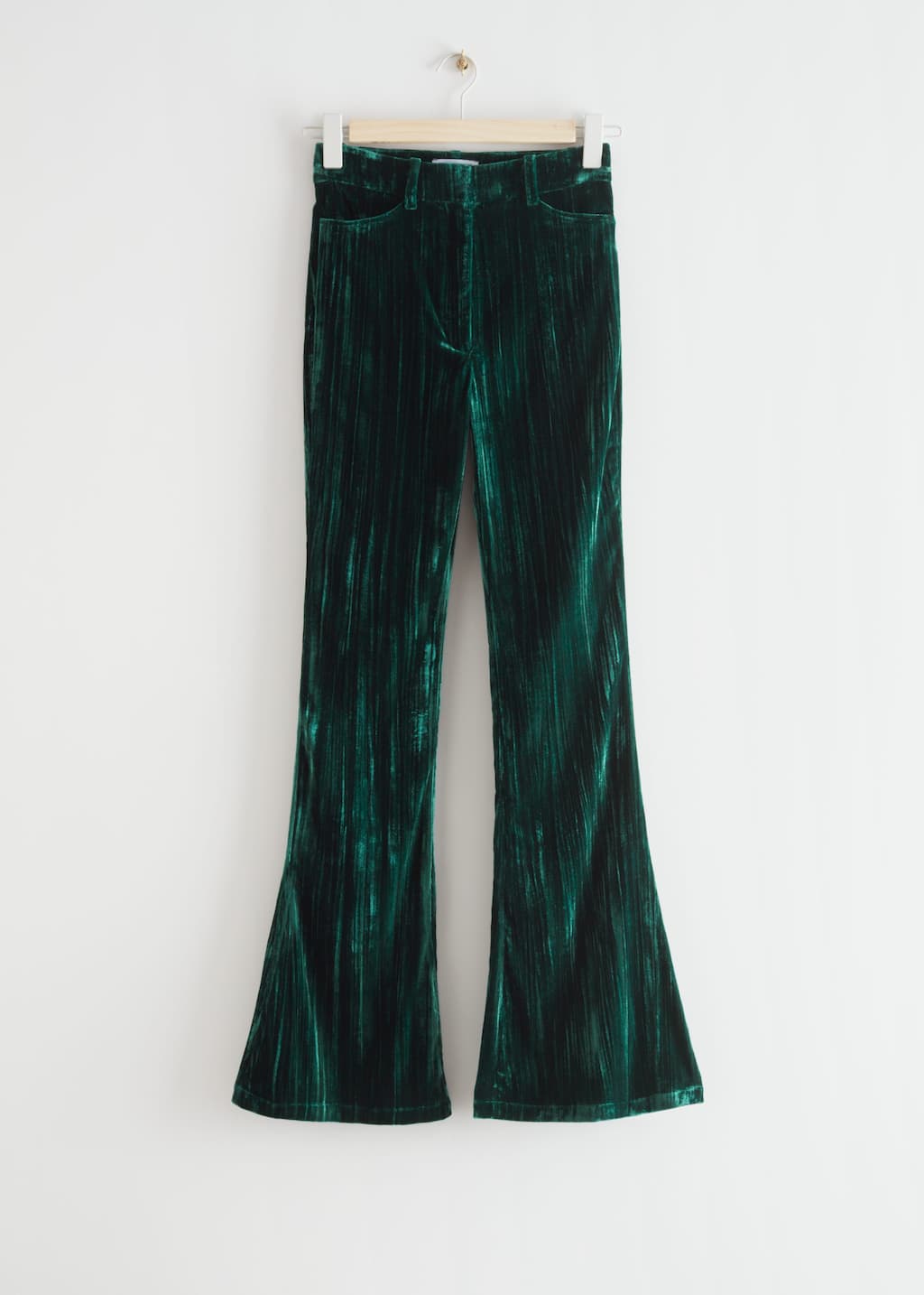 Flared Velvet Trousers - Dark Green - Bodegón