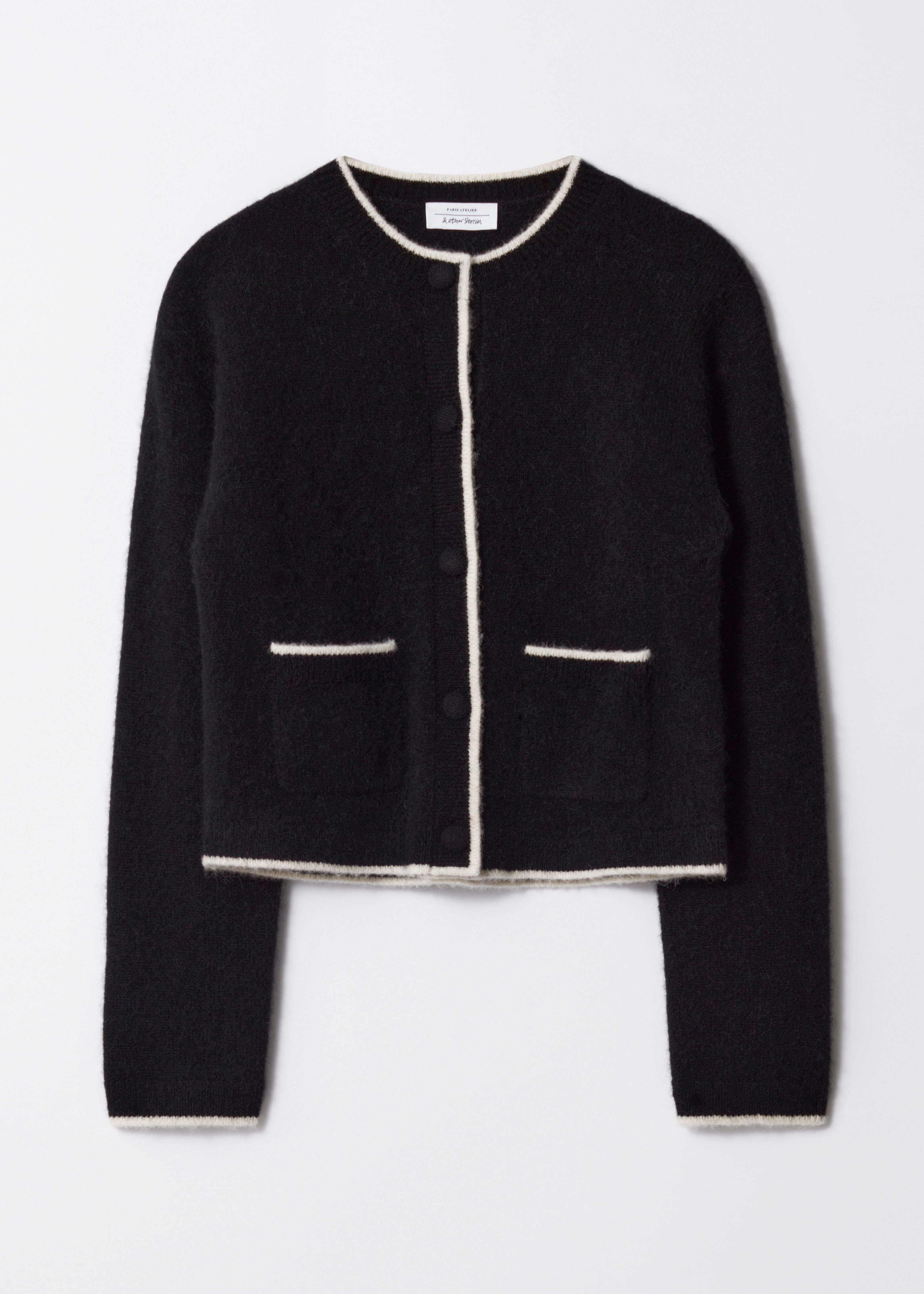 Cardigan à col rond - Noir/Ivoire