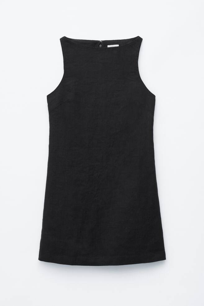 Robe courte en lin - Noir/Blanc - 1