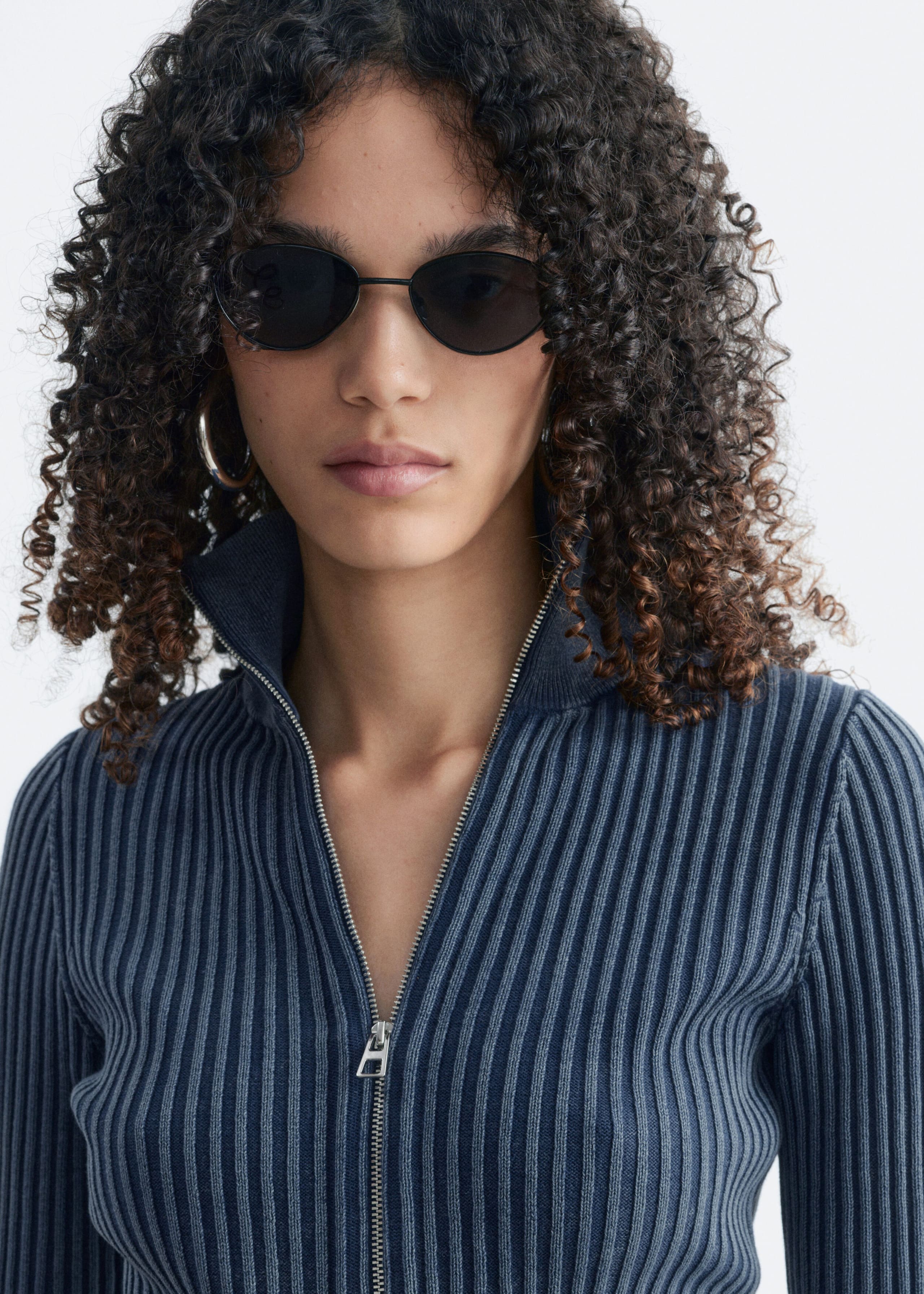 Zip-Up Turtleneck Cardigan - Dark Blue - Still Life