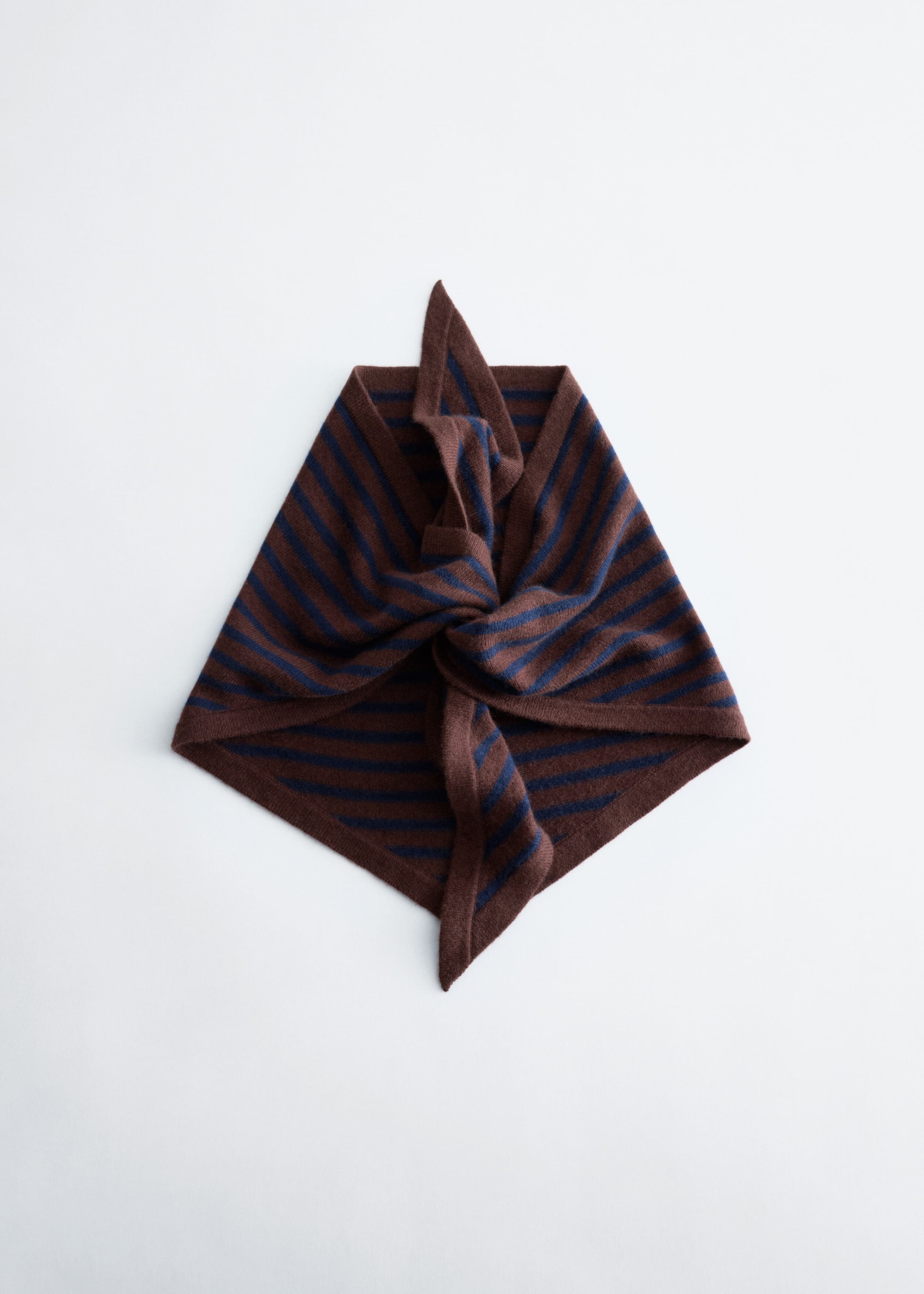 Silk-Cashmere Triangle Scarf - Dark Blue/Brown - Still Life