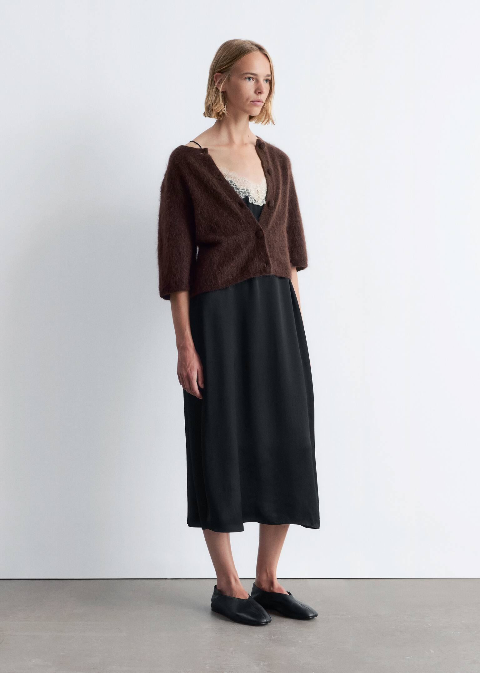 Strickjacke aus Mohair-Mix - Dunkelbraun/Dunkelblau - 3