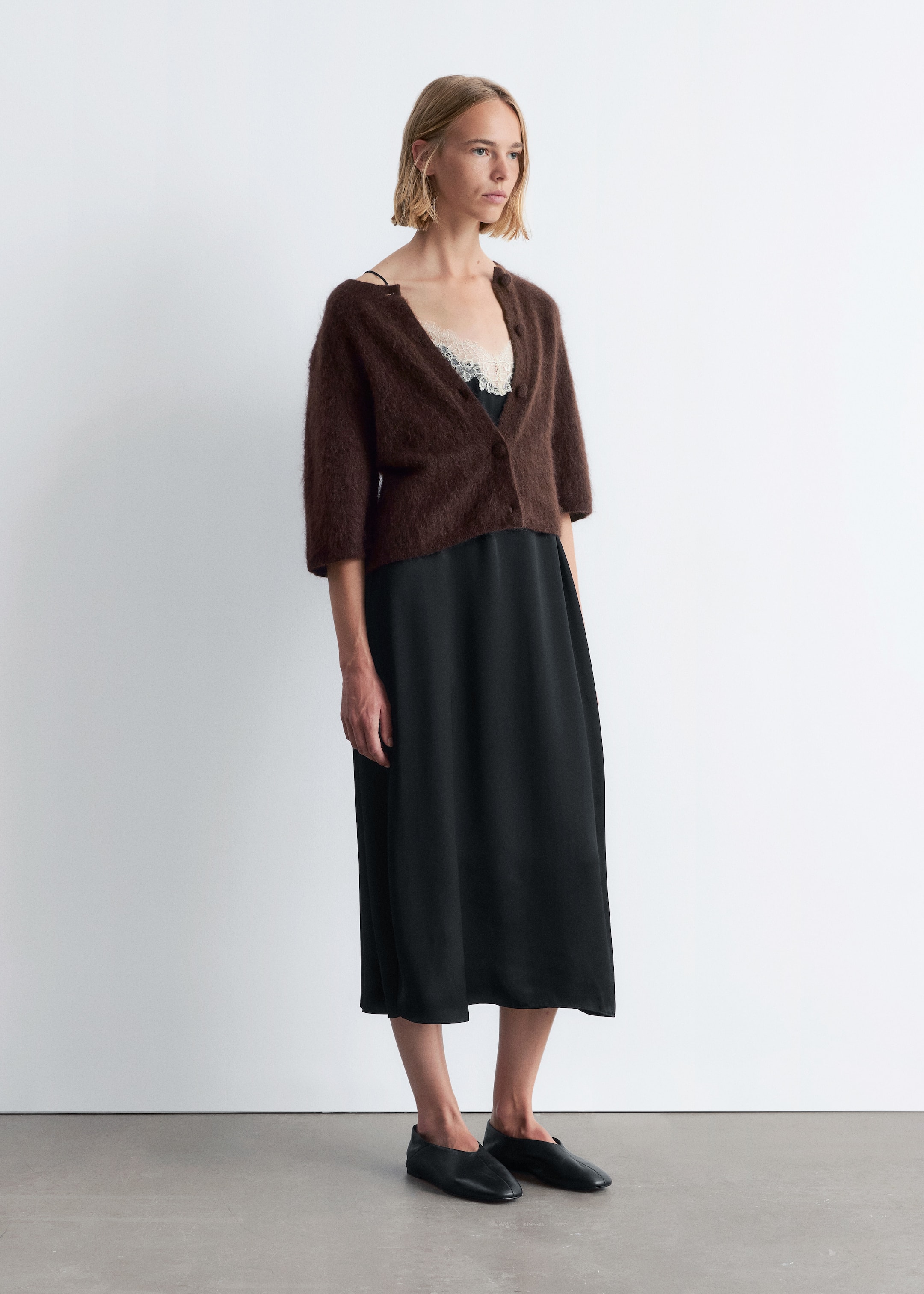 Visa större bild: Cardigan i mohairblandning - Mörkbrun - DAM | H&M SE 4