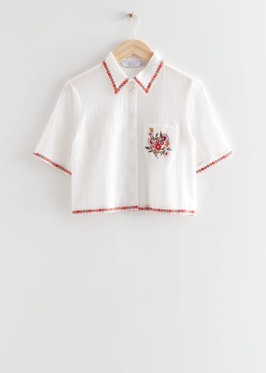 EmbroideredShortSleeveShirt - White - Natura morta