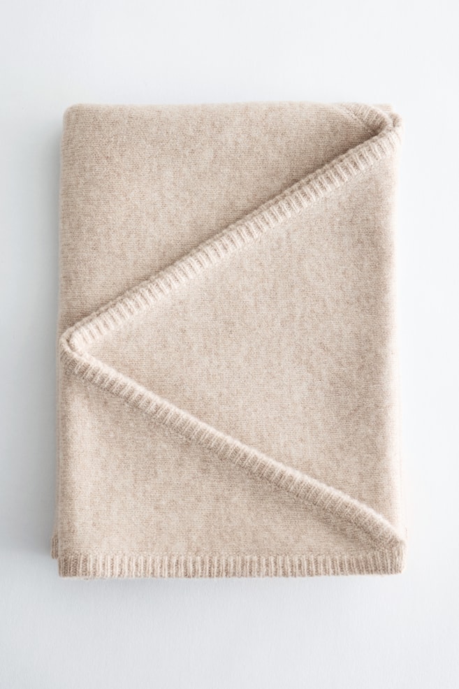 Wool Triangle Scarf - Beige/Burgundy/Dark Brown - 1