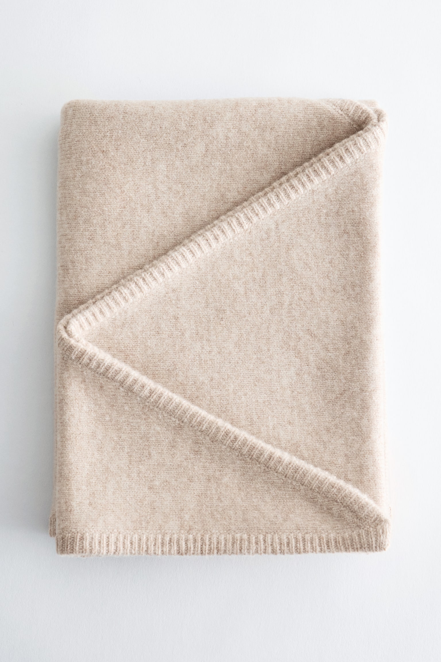Wool Triangle Scarf - Beige/Grey/Burgundy