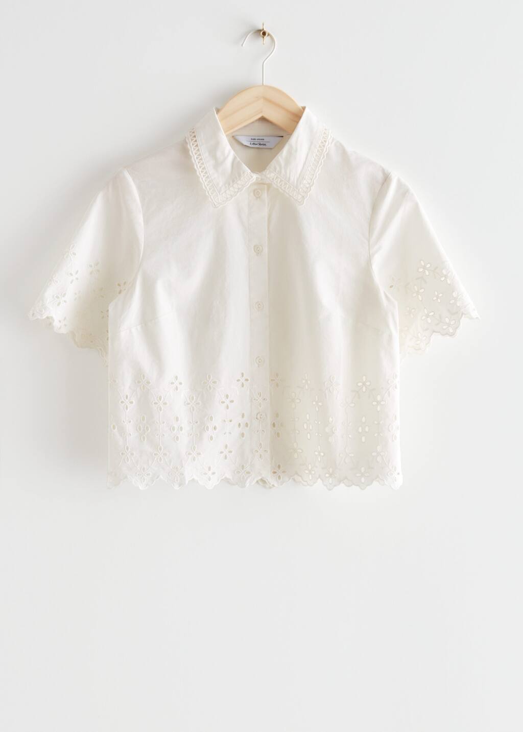 Embroidered Short Sleeve Shirt - White - Still Life