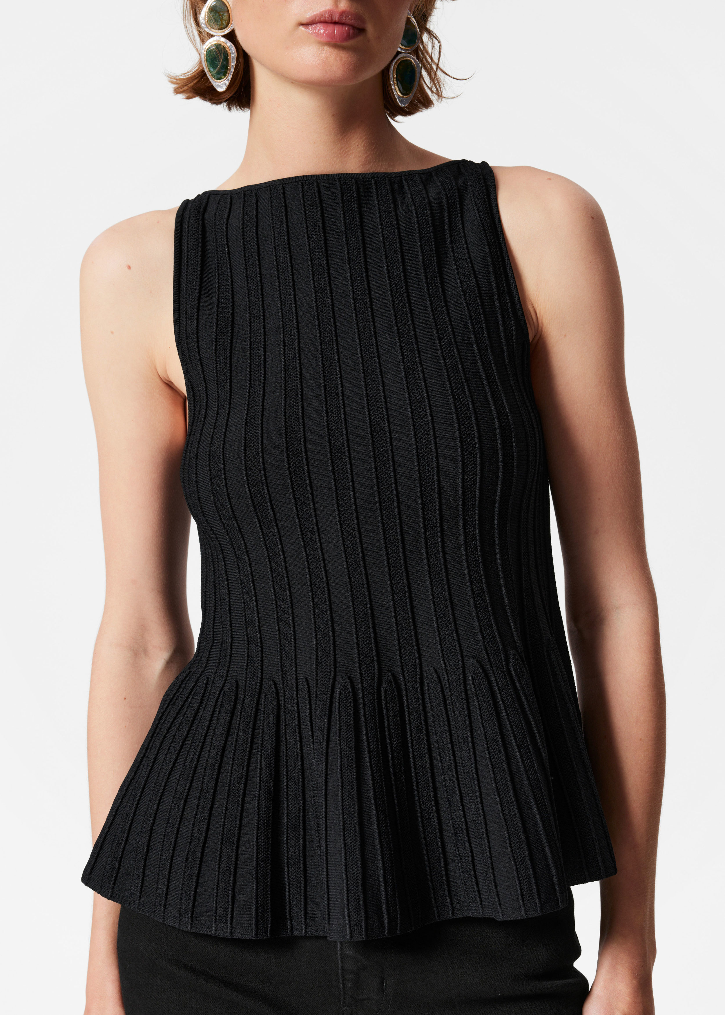 Rib-Knit Peplum Top - Black - & Other Stories US