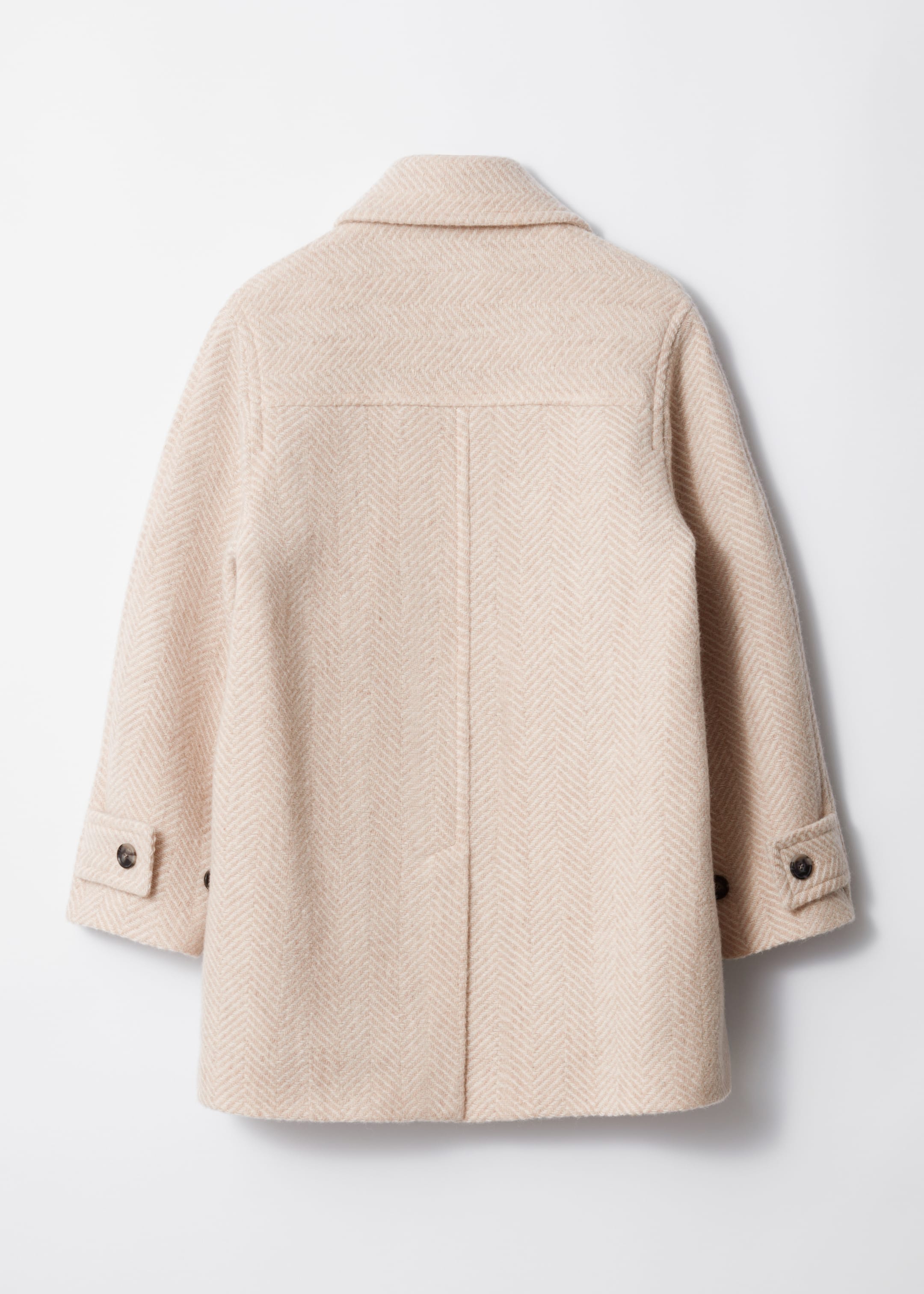 Größeres Bild ansehen: Einreihiger mittellanger Wollmantel - Cremfarben/Fischgrätmuster - Ladies | H&M DE 2