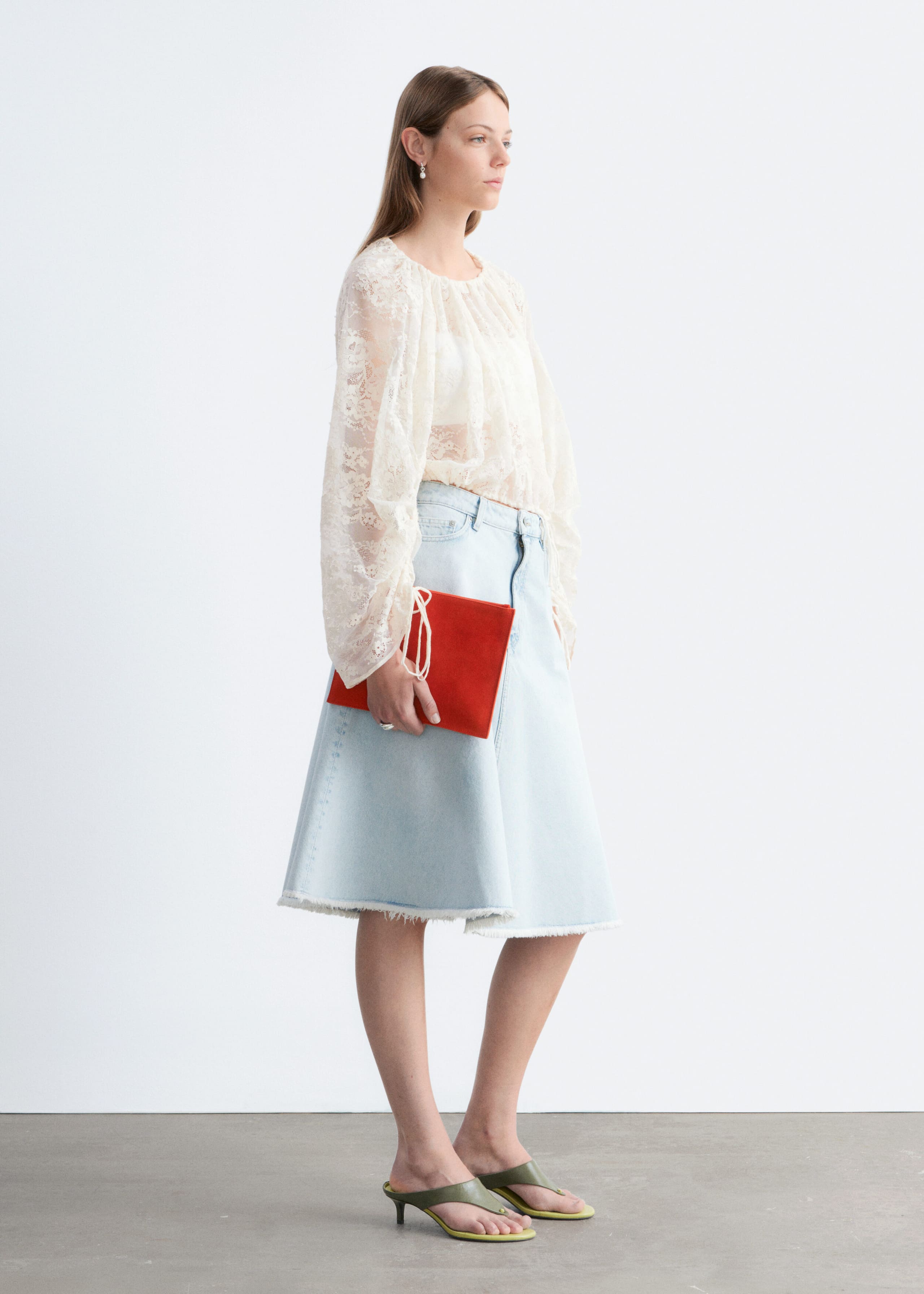 Image of Gathered Lace Blouse