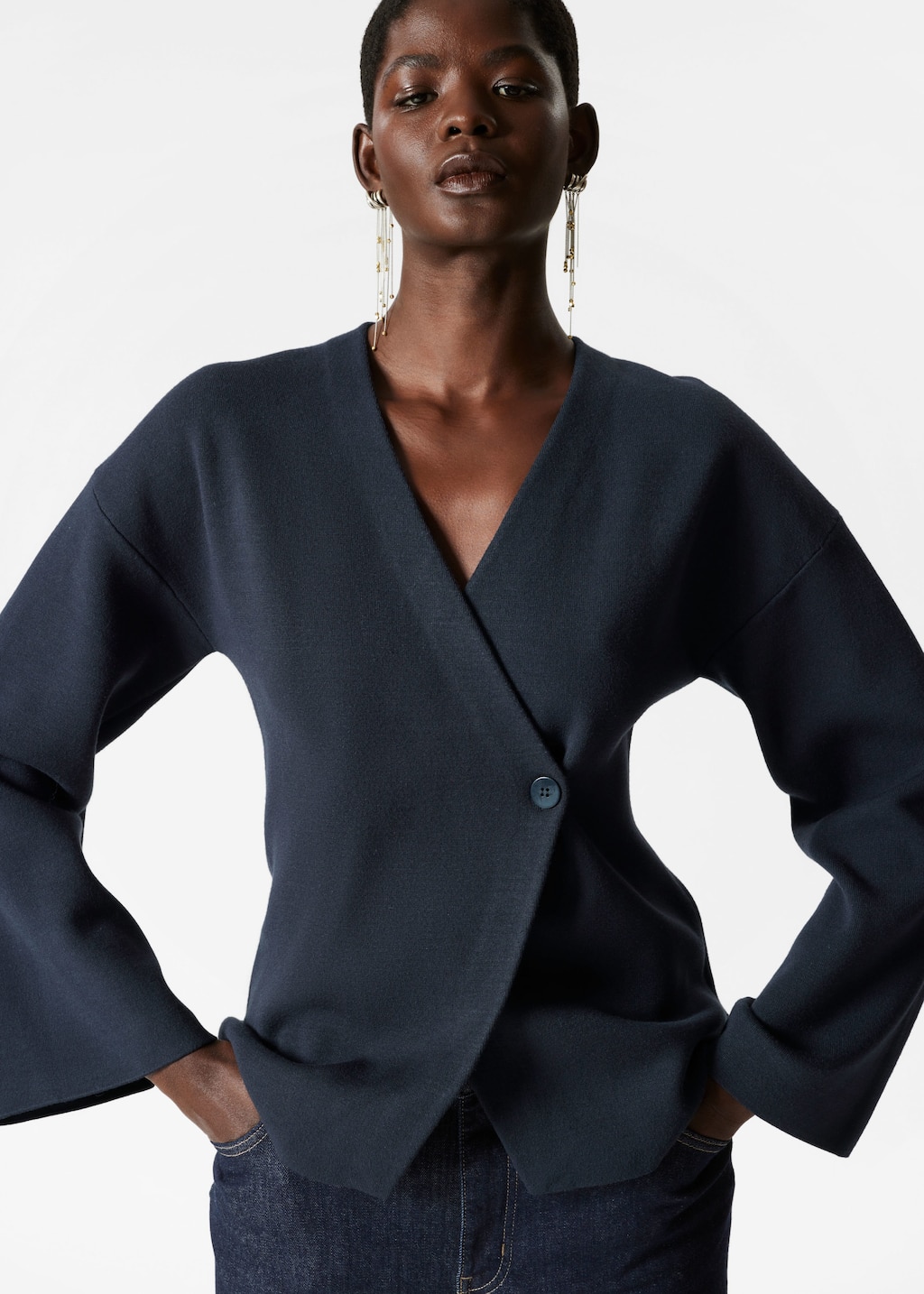 Asymmetric Cardigan - Navy - Lookbook