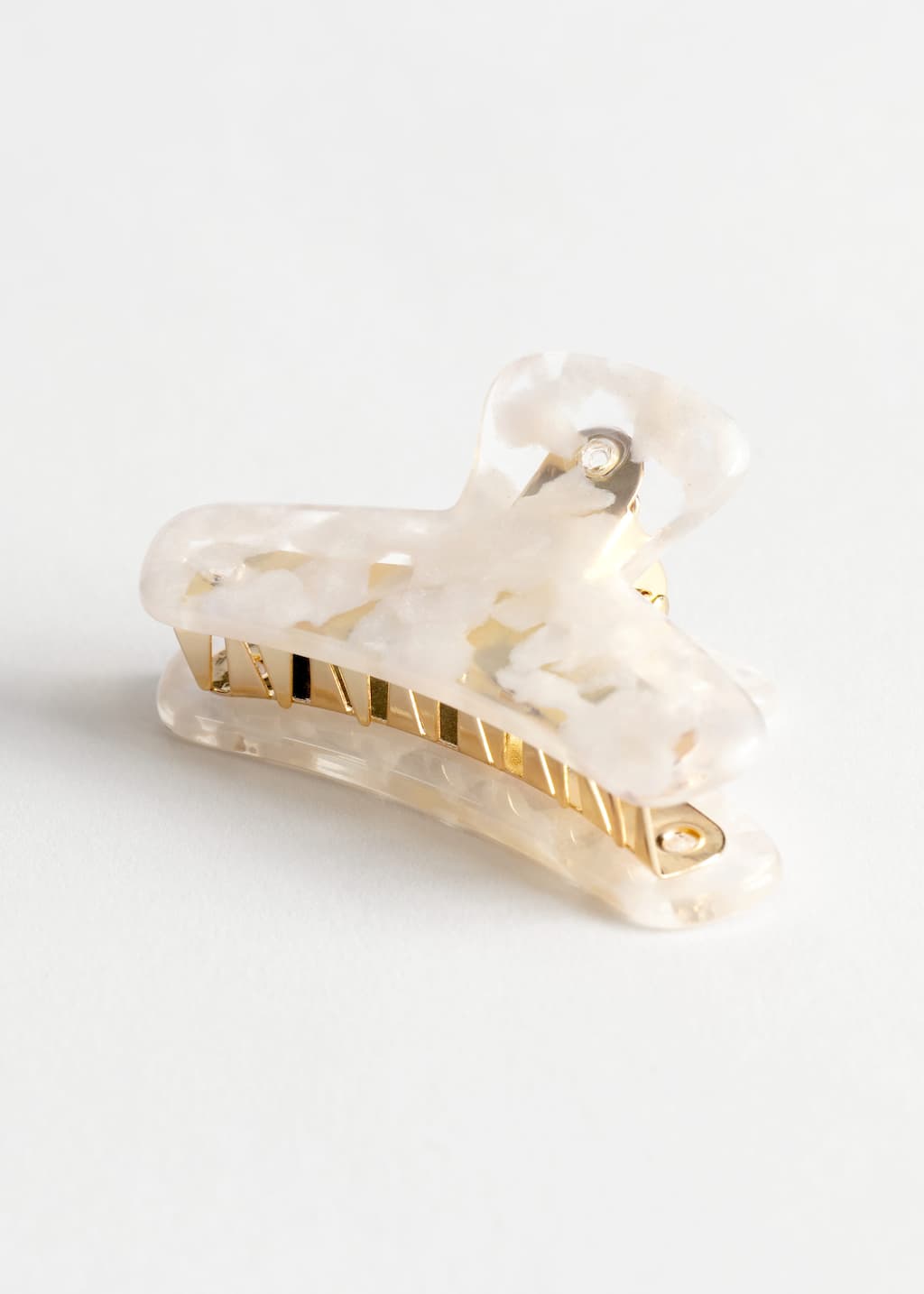 Clouded Acetate Hair Grip - White - Still Life