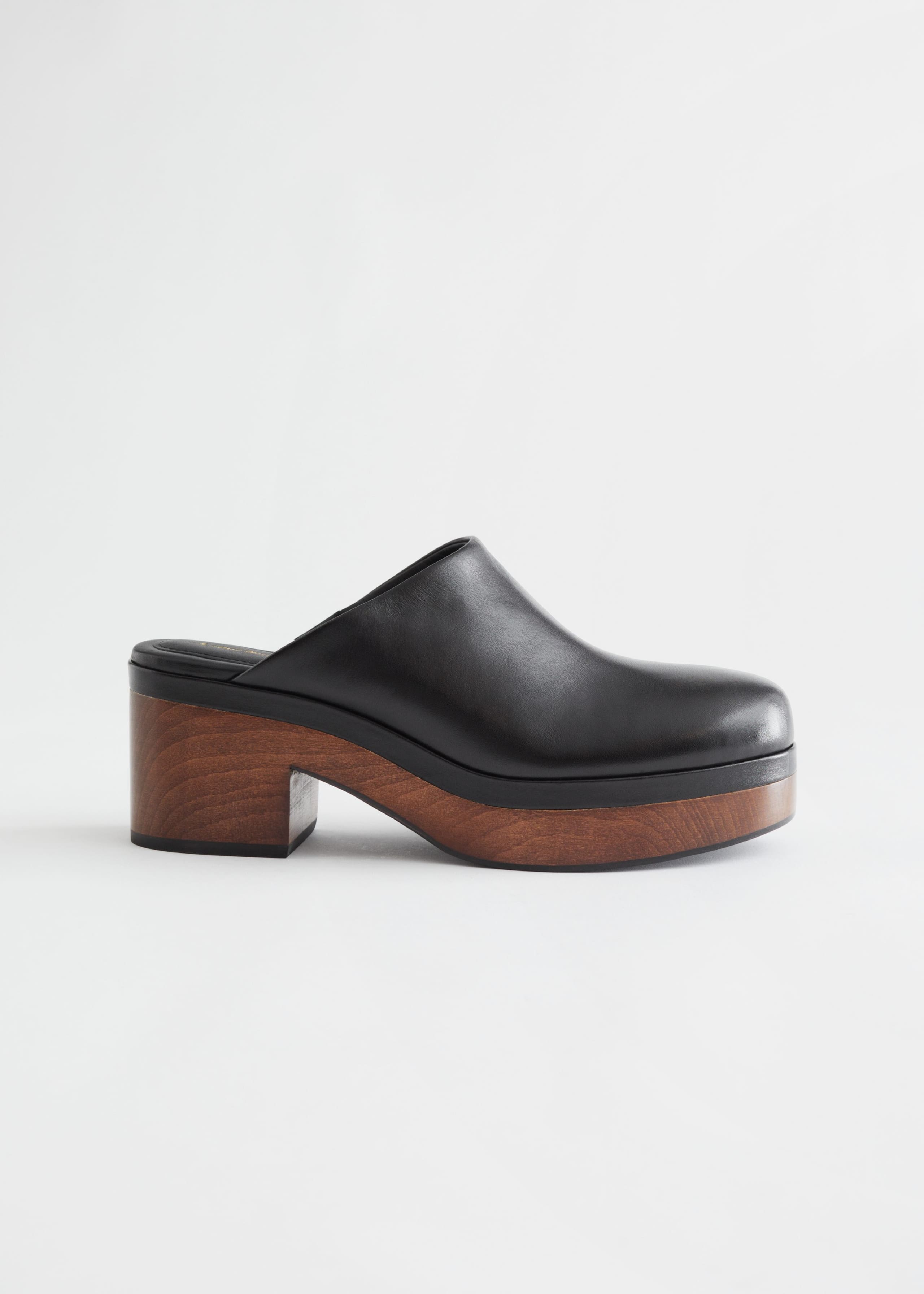 Wooden Heel Clogs - Black - Still Life
