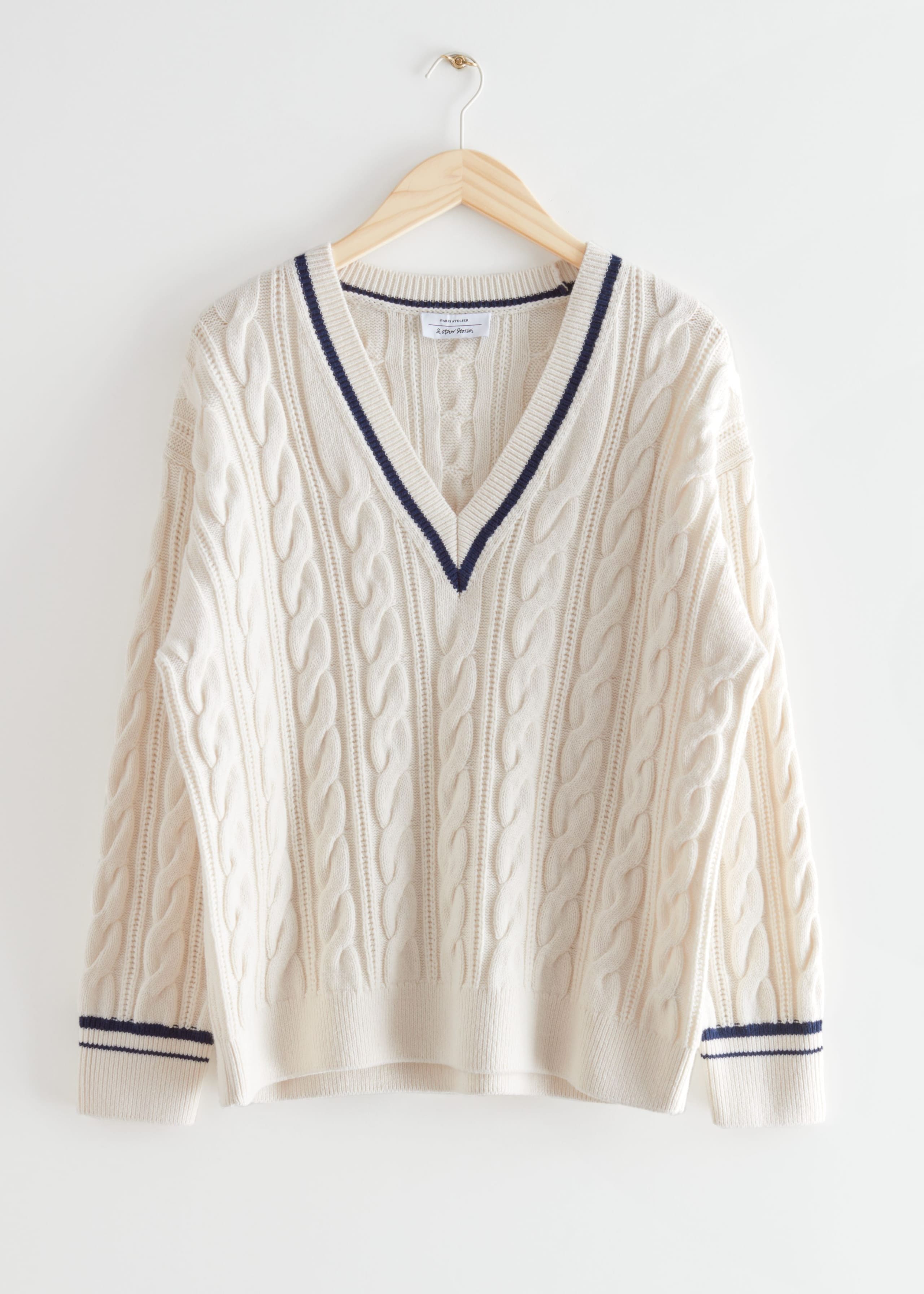 Merino Cable Knit Sweater - White - Bodegón