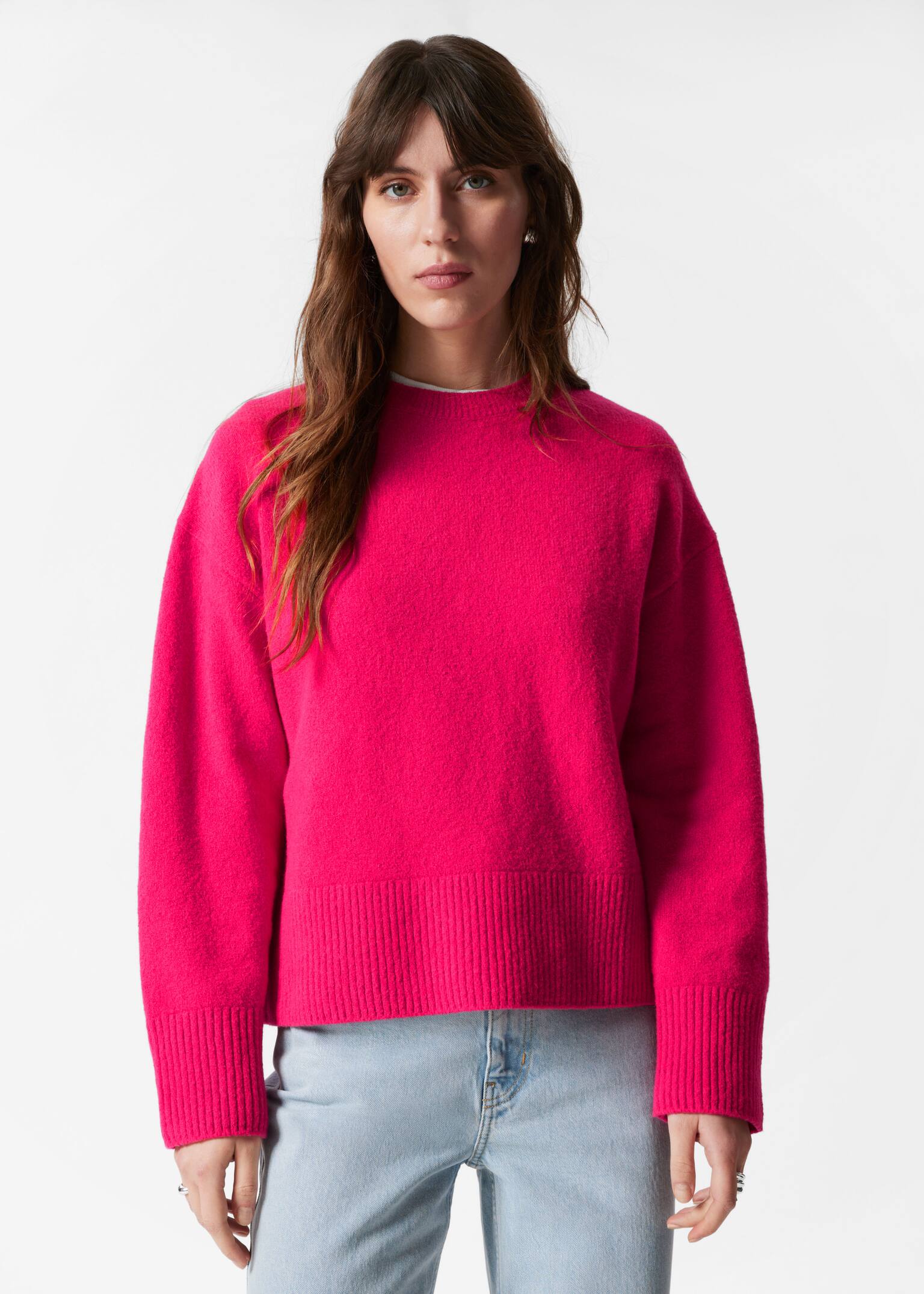 Maglione dalla vestibilità rilassata - Rosa ciliegia/Marrone scuro/Blu scuro/Rosso scuro/Rosa polvere/Beige talpa/Nero/Lilla/Bianco/Talpa/Grigio mélange/Rosso