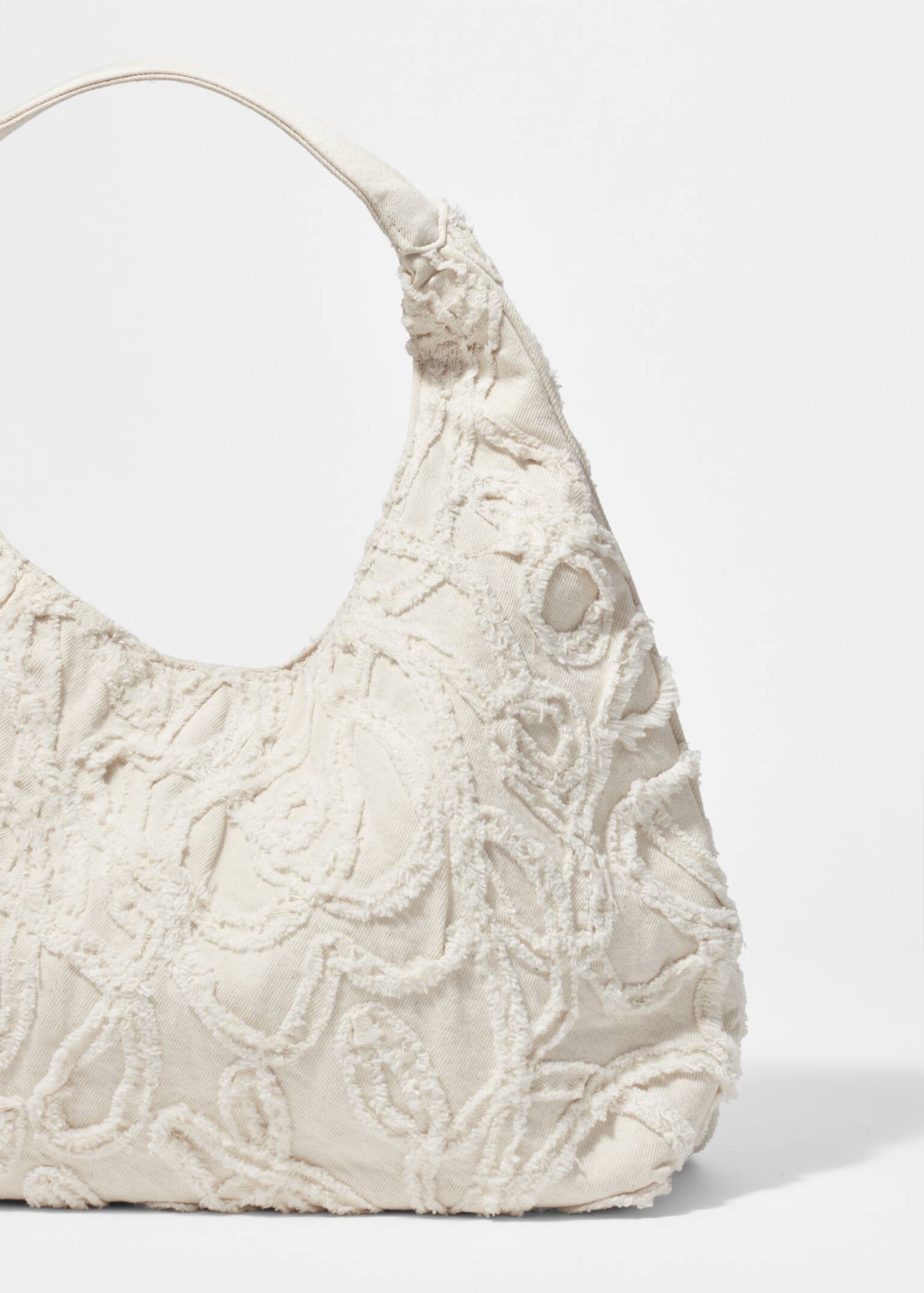 Kis hímzett farmer táska - Krém/Denim Blue - 6