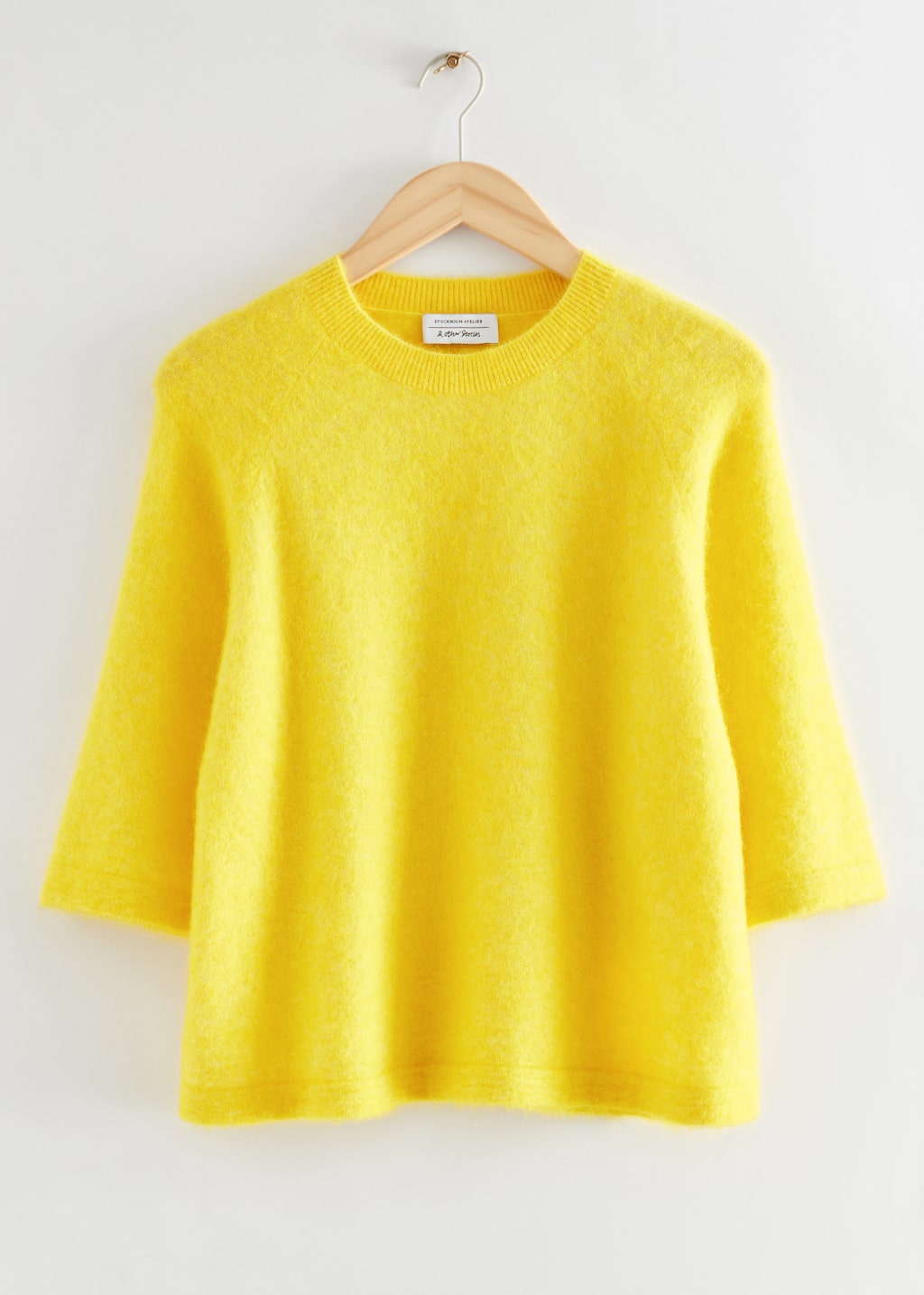 Camiseta cuadrada en punto de alpaca - Azul claro jaspeado - Bodegón