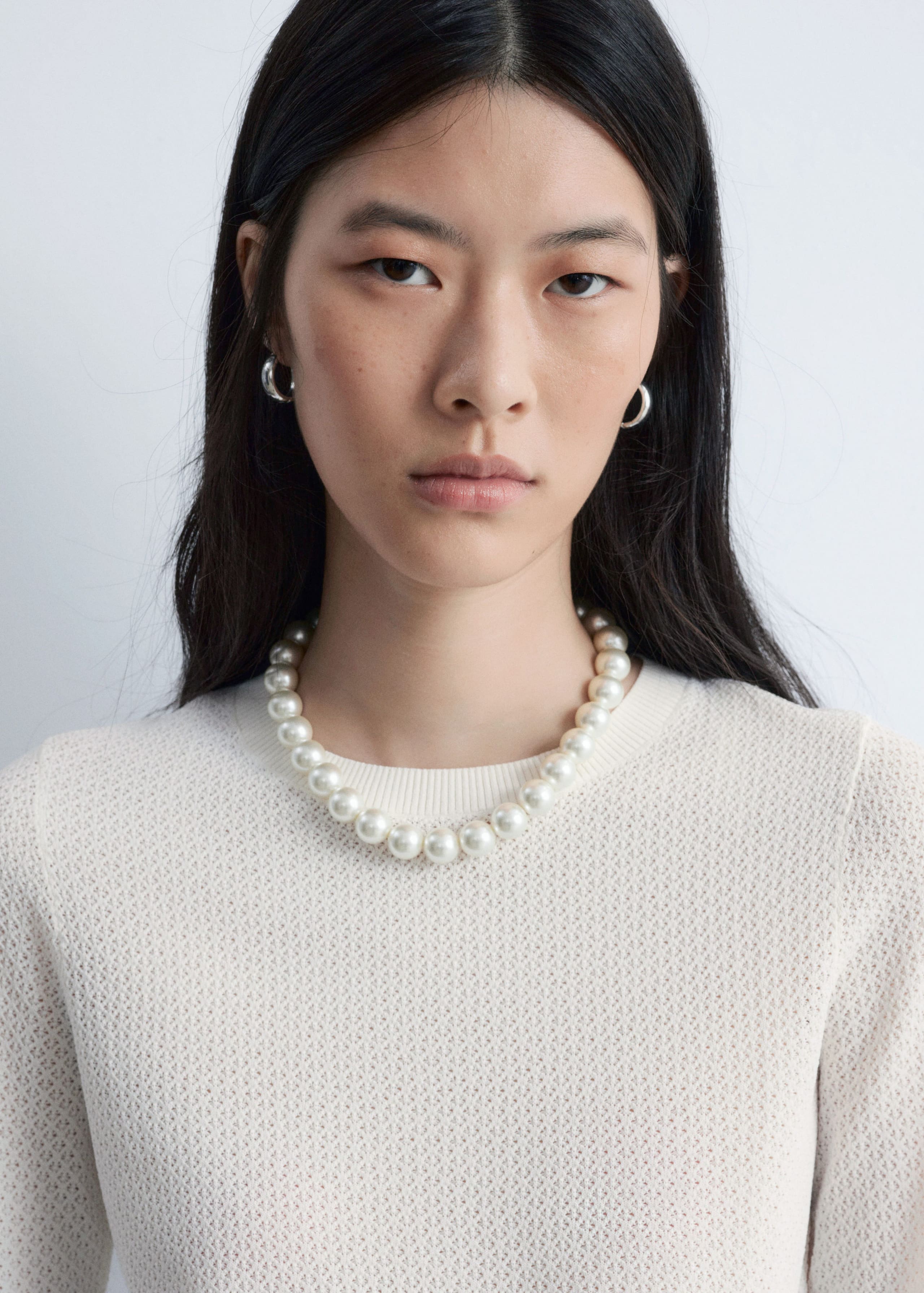 Image of Long-Sleeve Pointelle-Knit Top