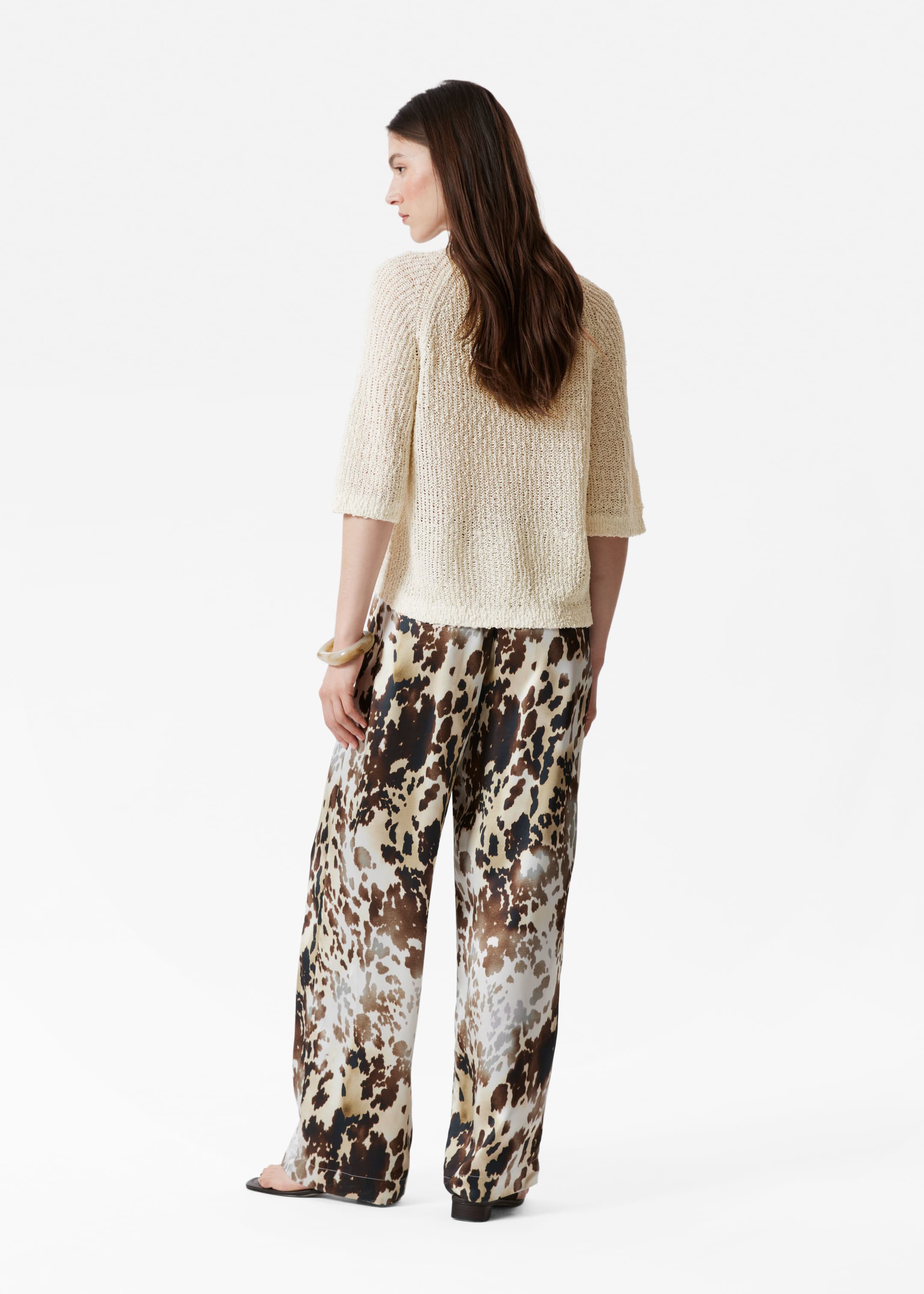 Ver imagem maior: T-shirt de malha de mistura de seda - Creme - SENHORA | H&M PT 4