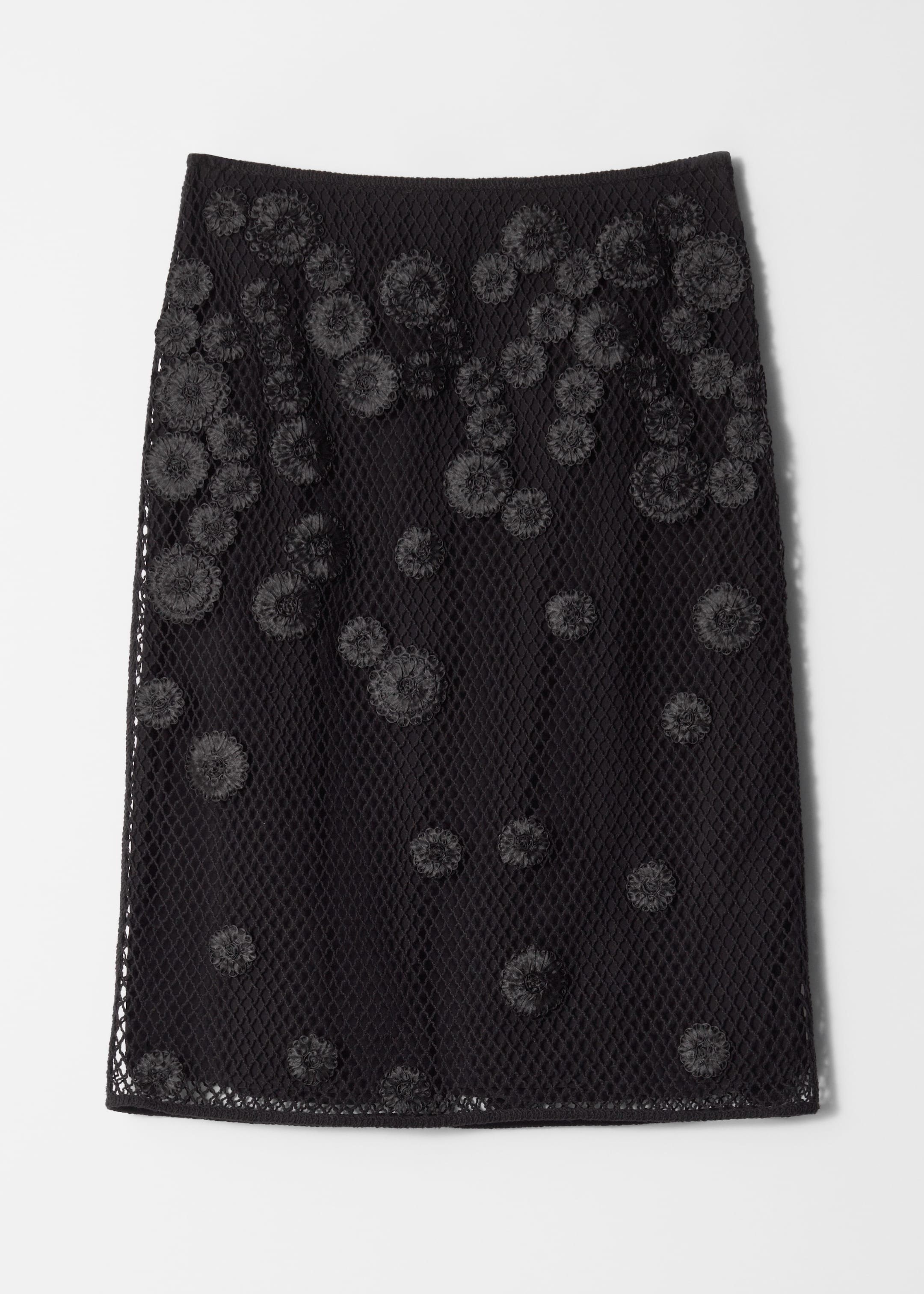 Agrandir l'image: Jupe midi en mesh à motifs floraux appliqués - Noir - FEMME | H&M FR 11
