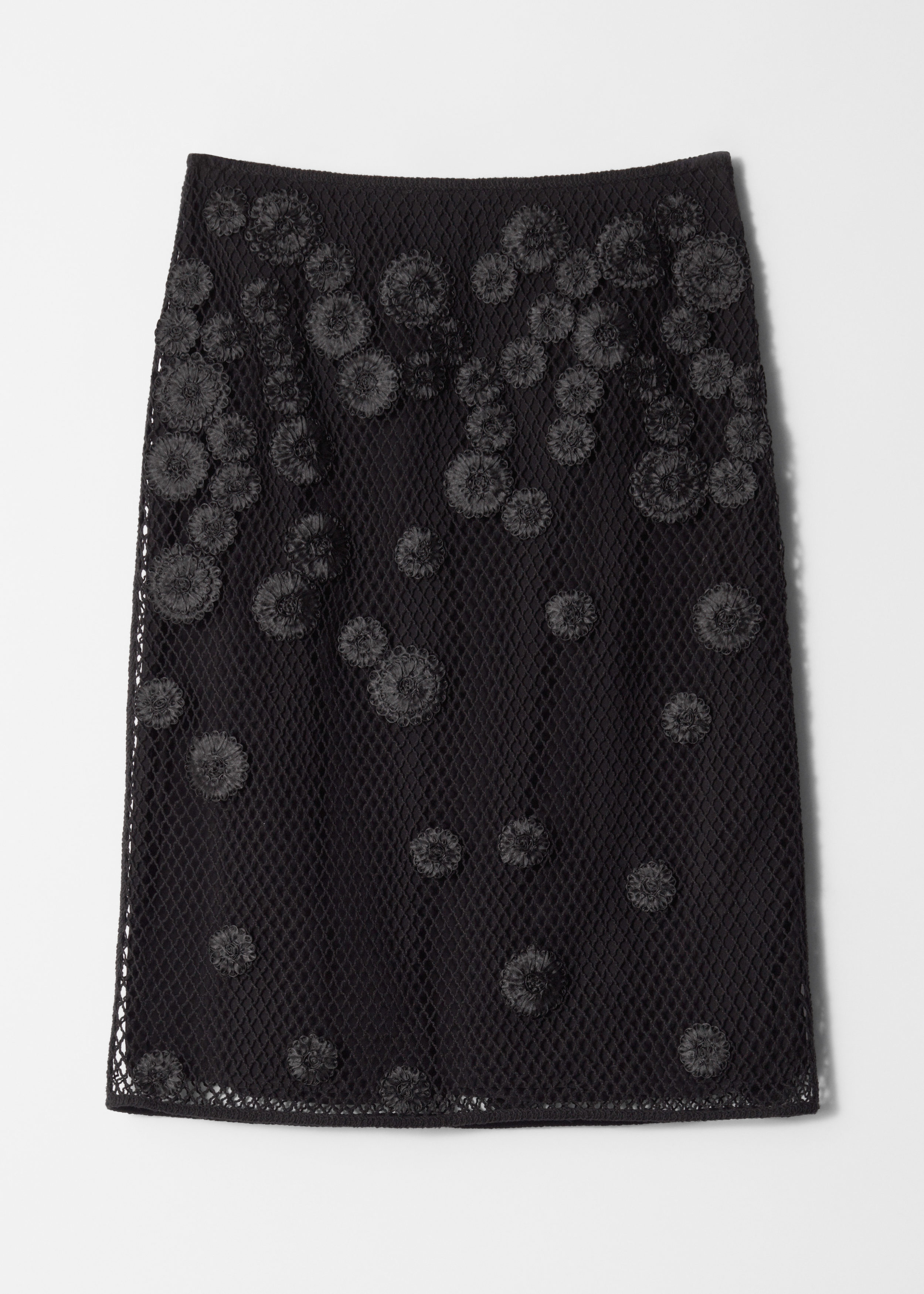 Floral-Appliqué Mesh Midi Skirt - Black - & Other Stories AD