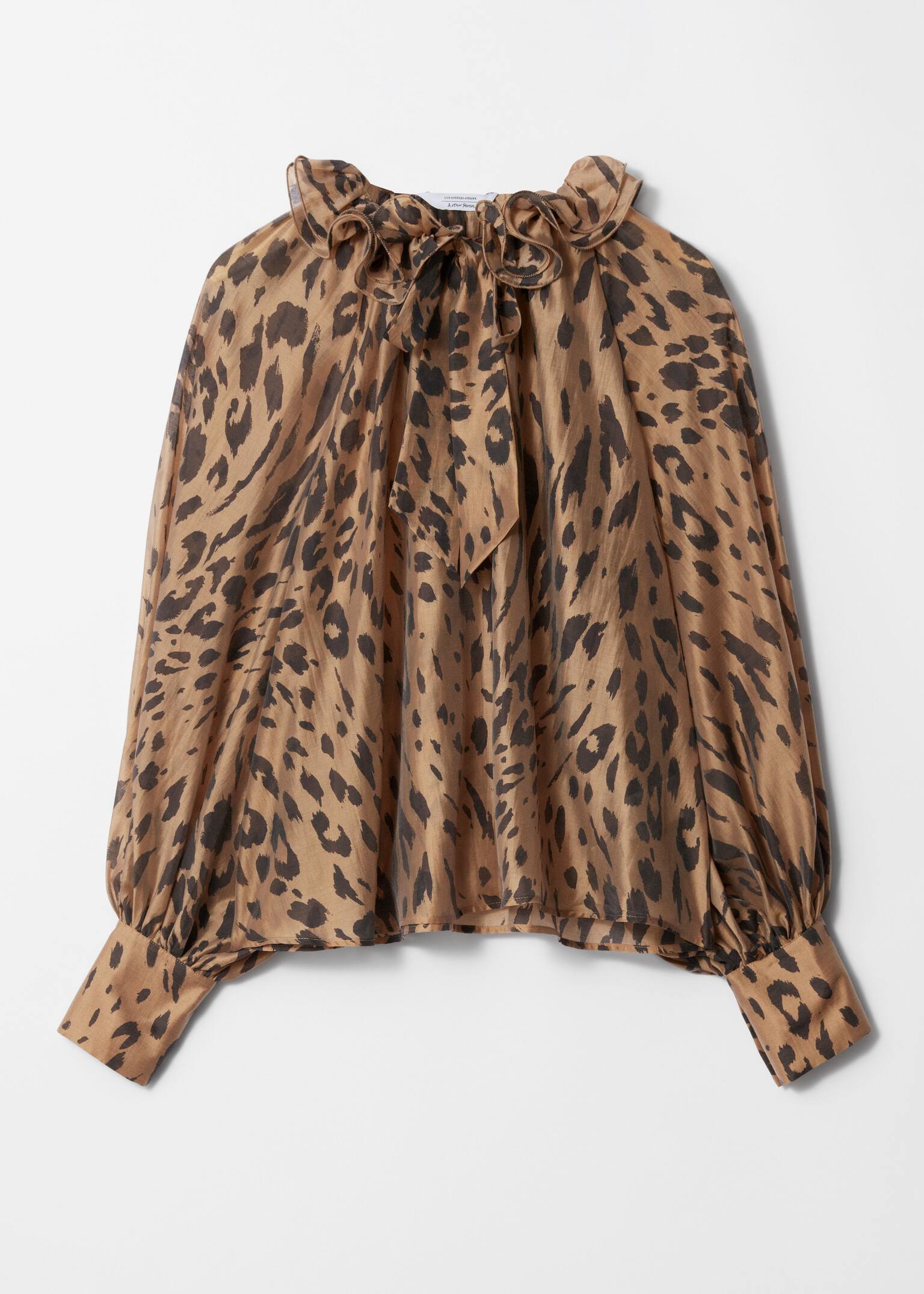 Blouse met ruches en strikbandje - Luipaardprint