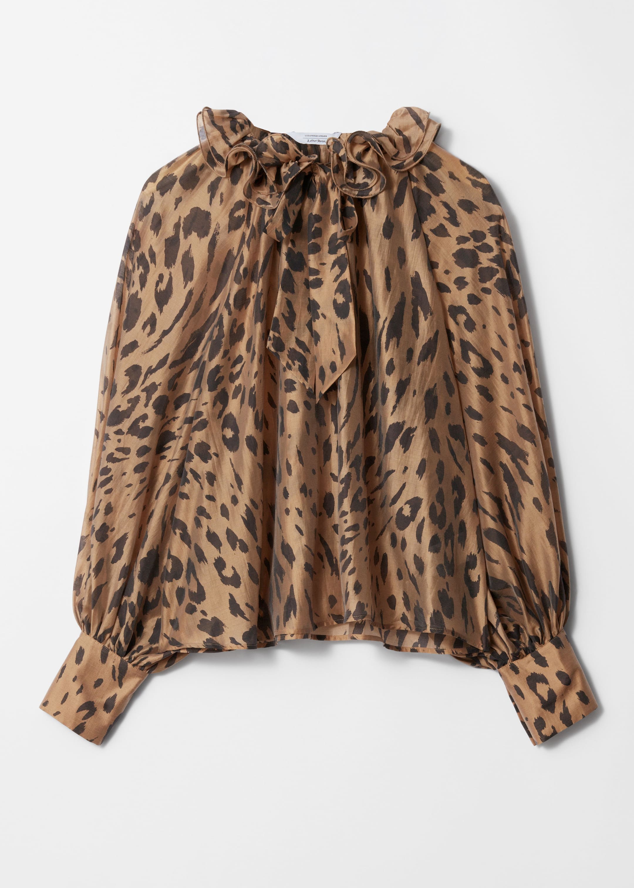 Grotere afbeelding bekijken: Blouse met ruches en strikbandje - Luipaardprint - DAMES | H&M NL 1