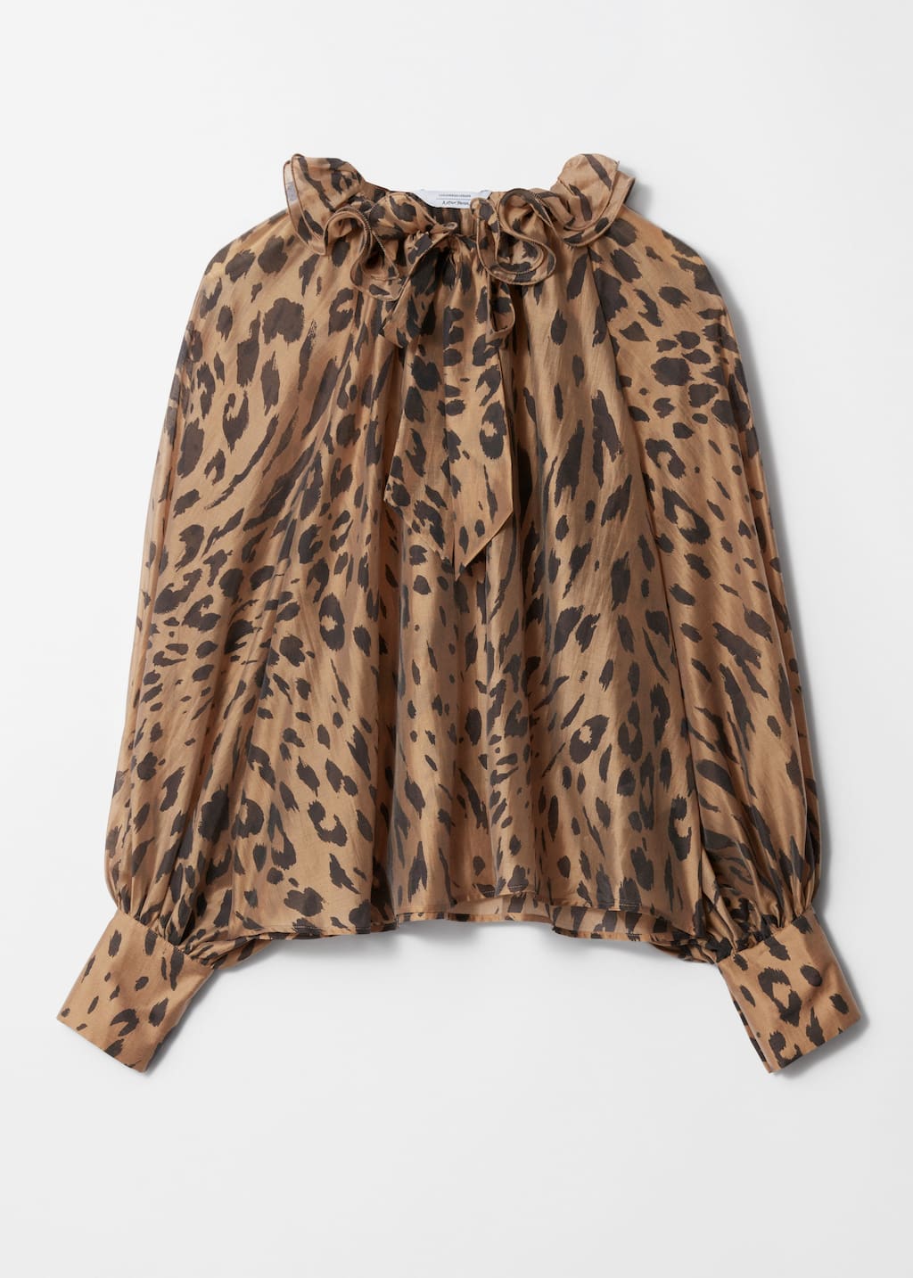Ruffled Tie-Neck Blouse - Leopard - Still Life