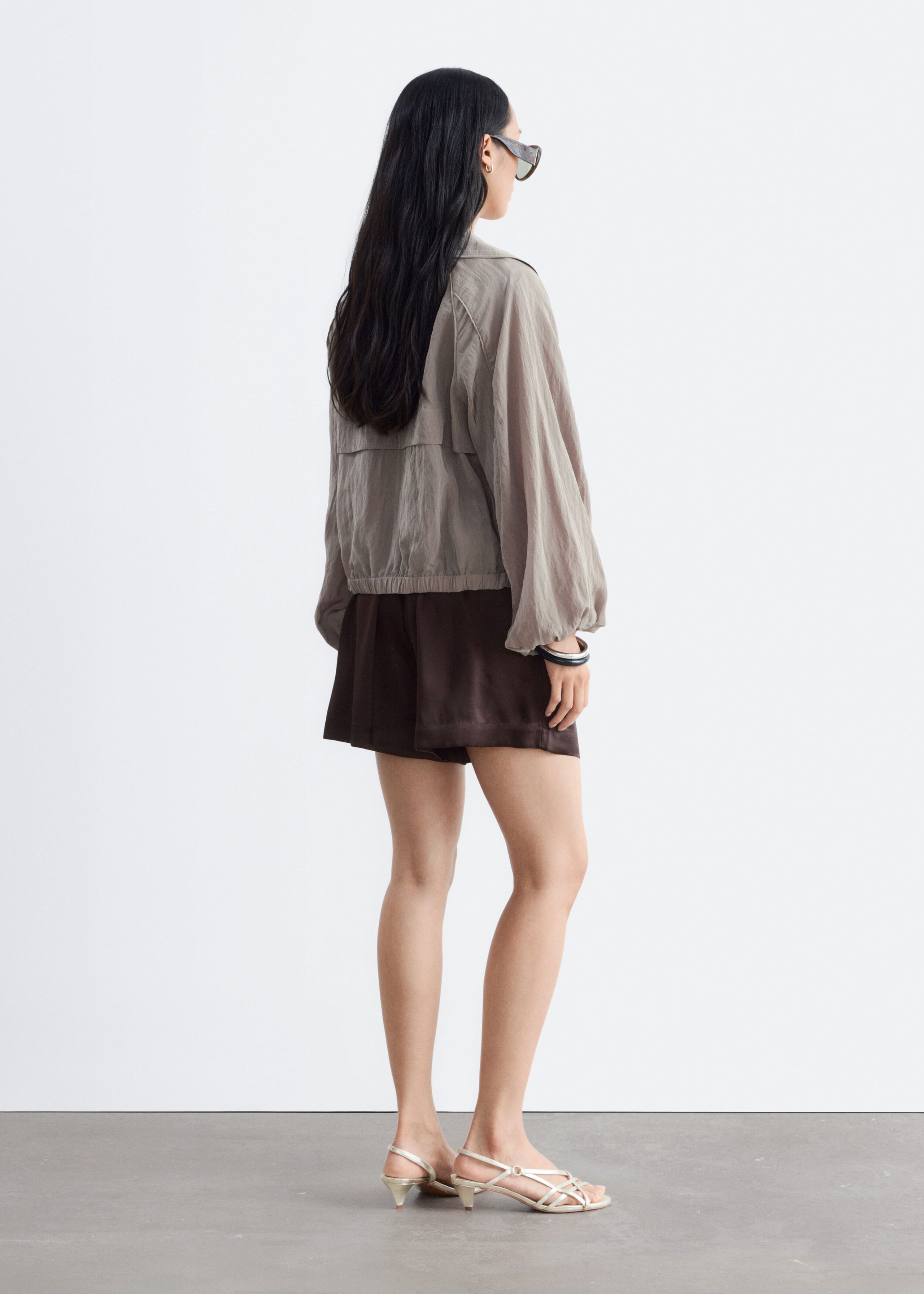 Satin Pull-On Shorts - Dark Brown - Lookbook