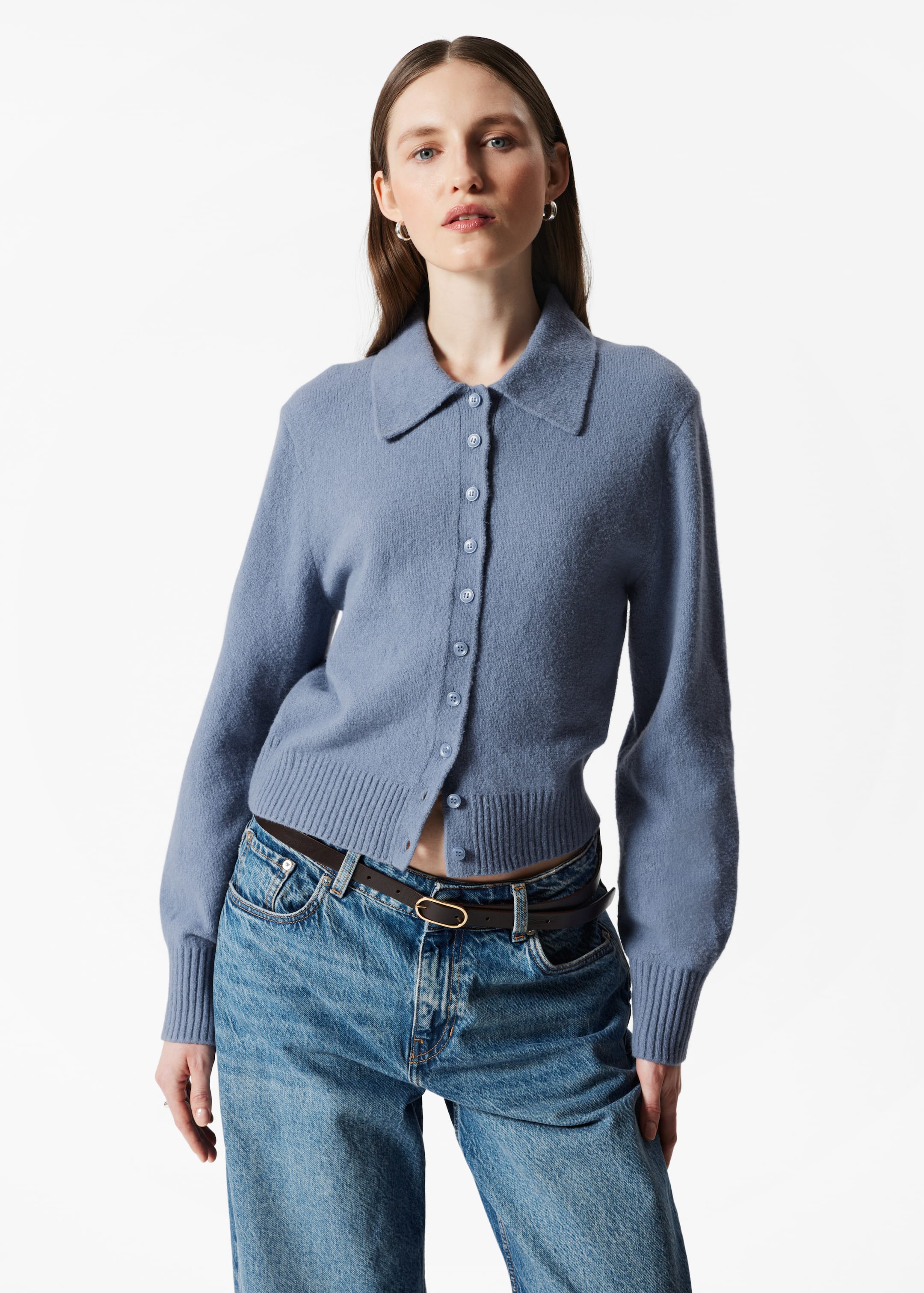 Agrandir l'image: Cardigan en maille à col - Bleu poudré - FEMME | H&M FR 1