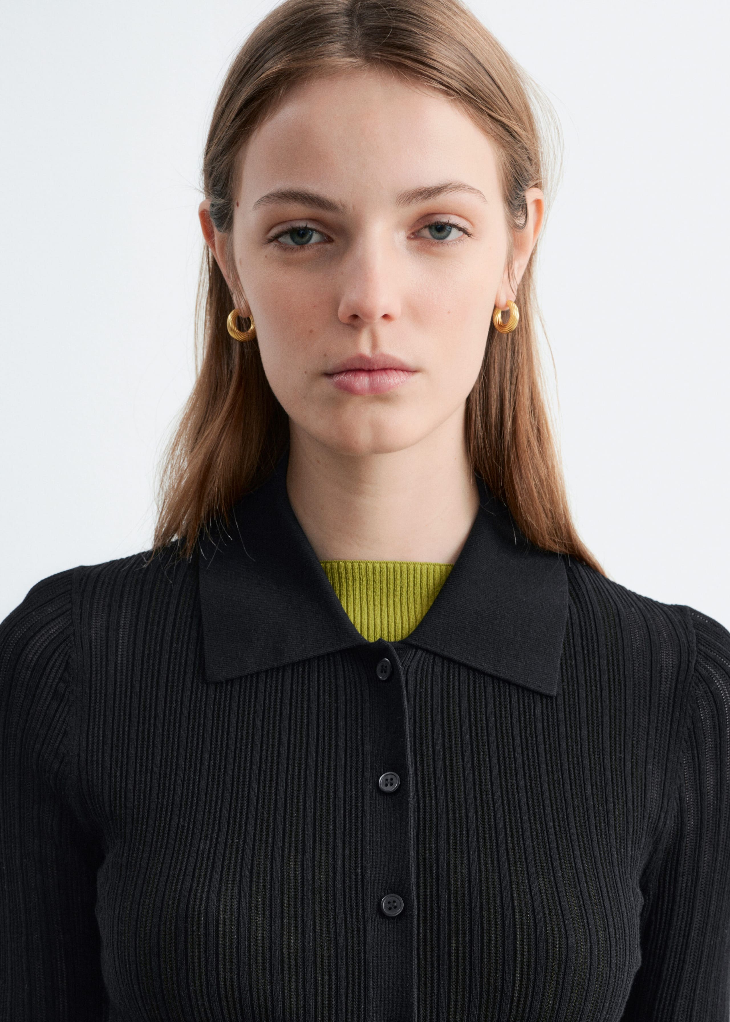 Image of Pointelle Rib Polo Shirt