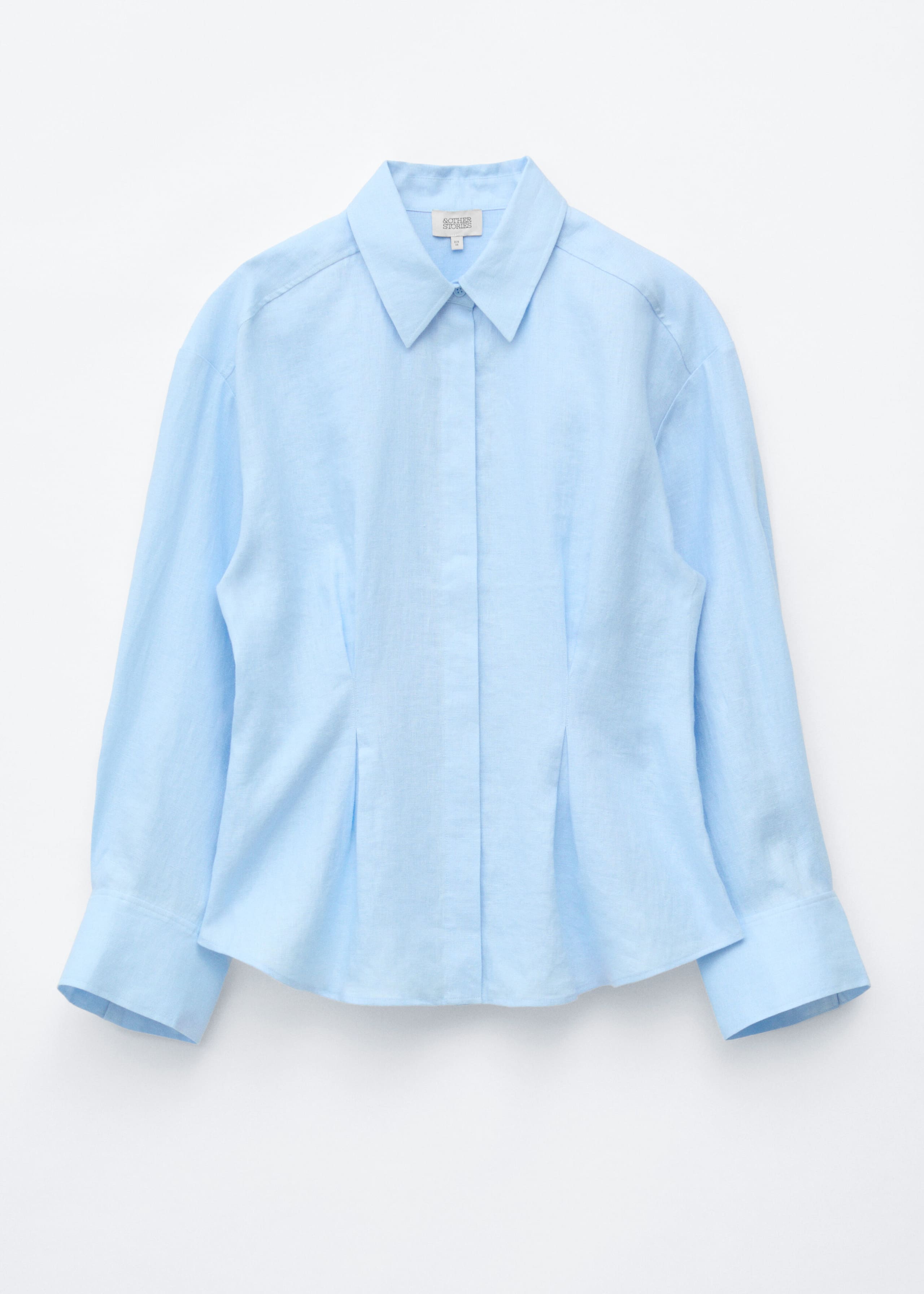 Leinenhemd mit Taille mit Falten - Hellblau - Stillleben