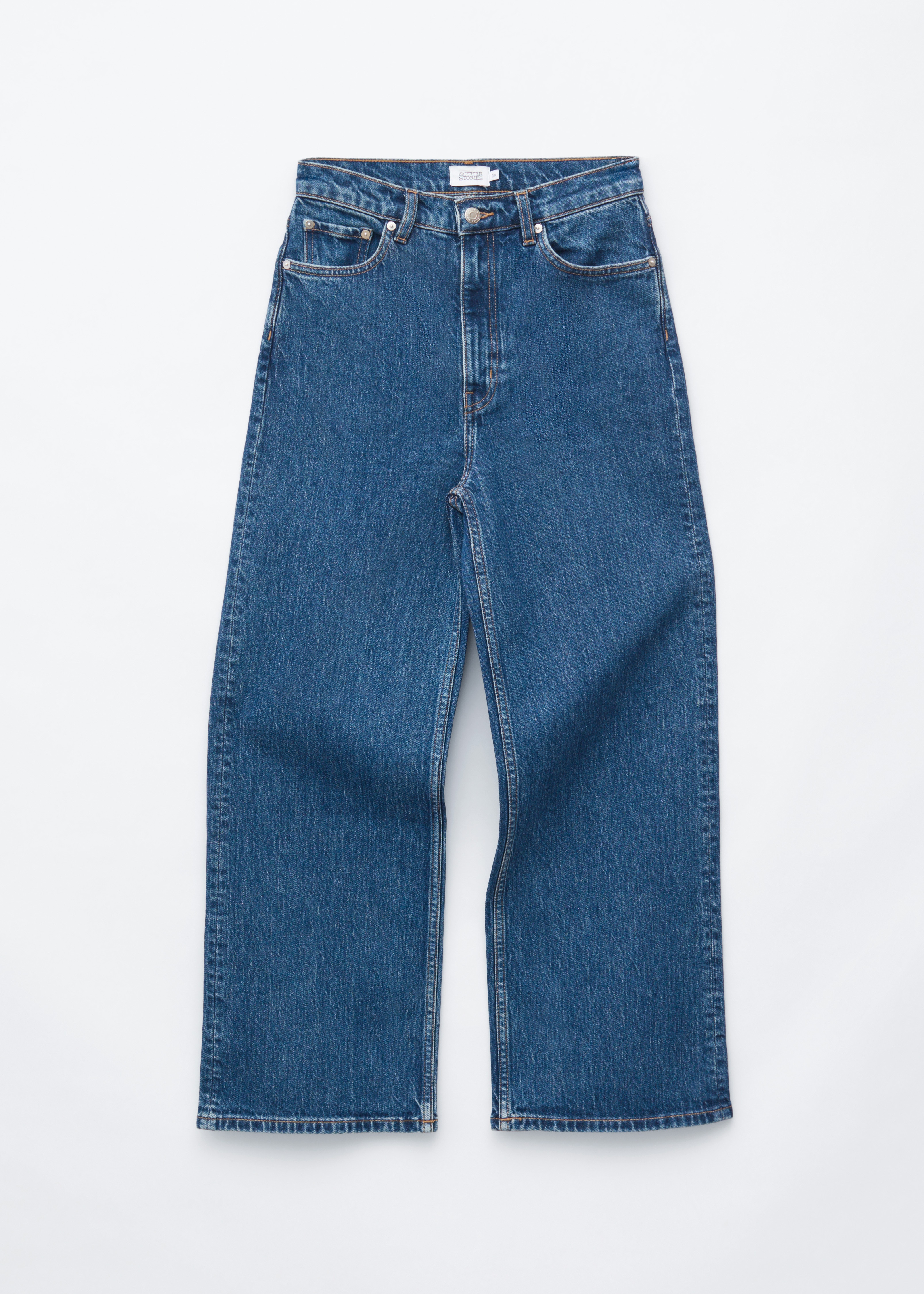 Cropped Wide-Leg Jeans - Mid Blue/Mid blue/Light Blue/White
