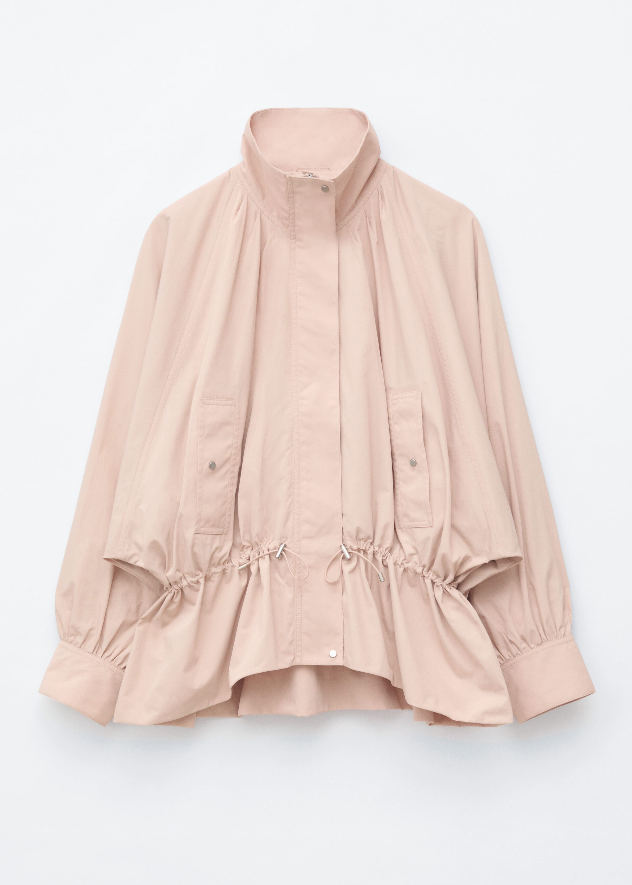 Nylon Funnel-Collar Jacket - Light Beige - Still Life