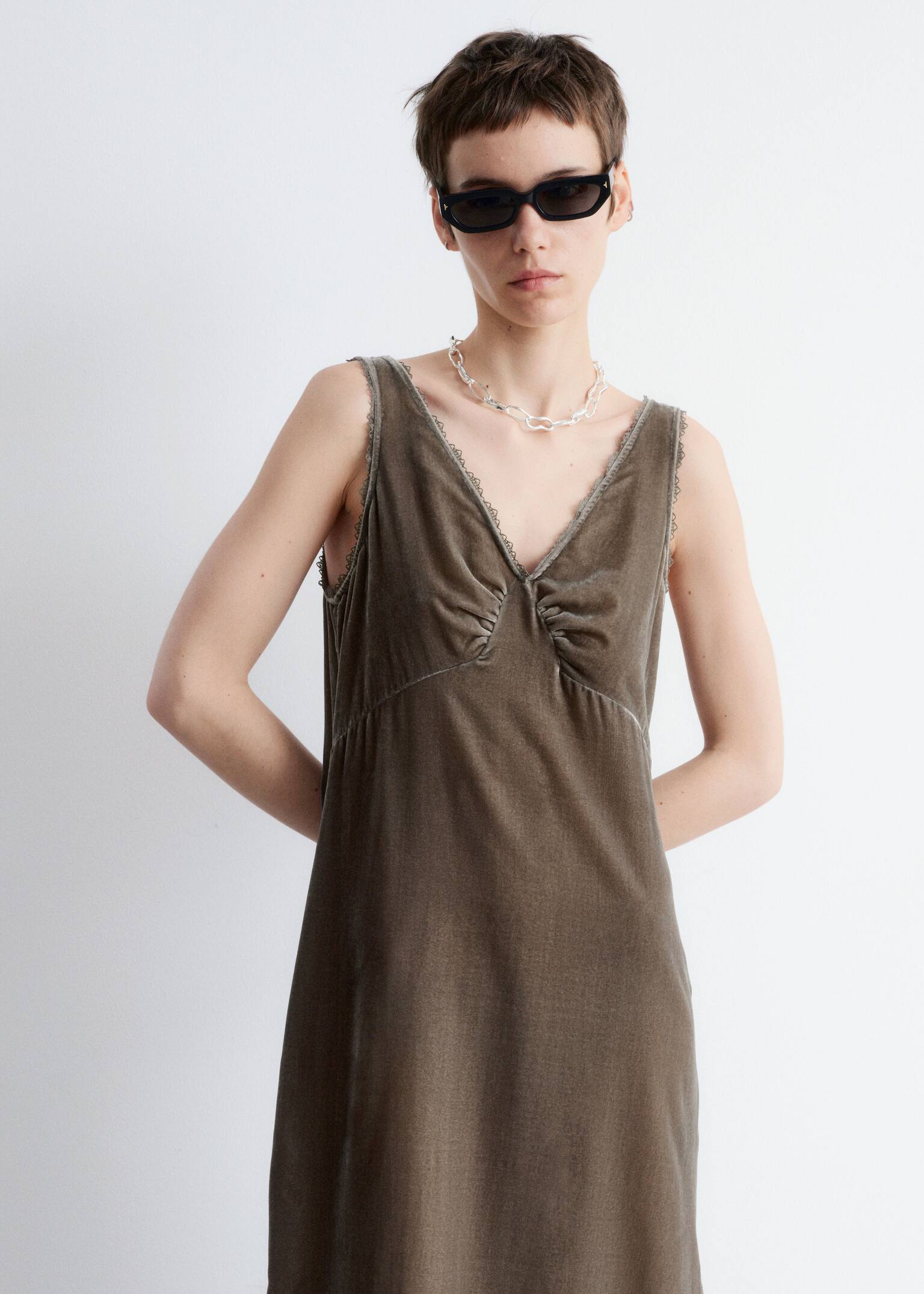 Velvet Maxi Dress - Mole - 3