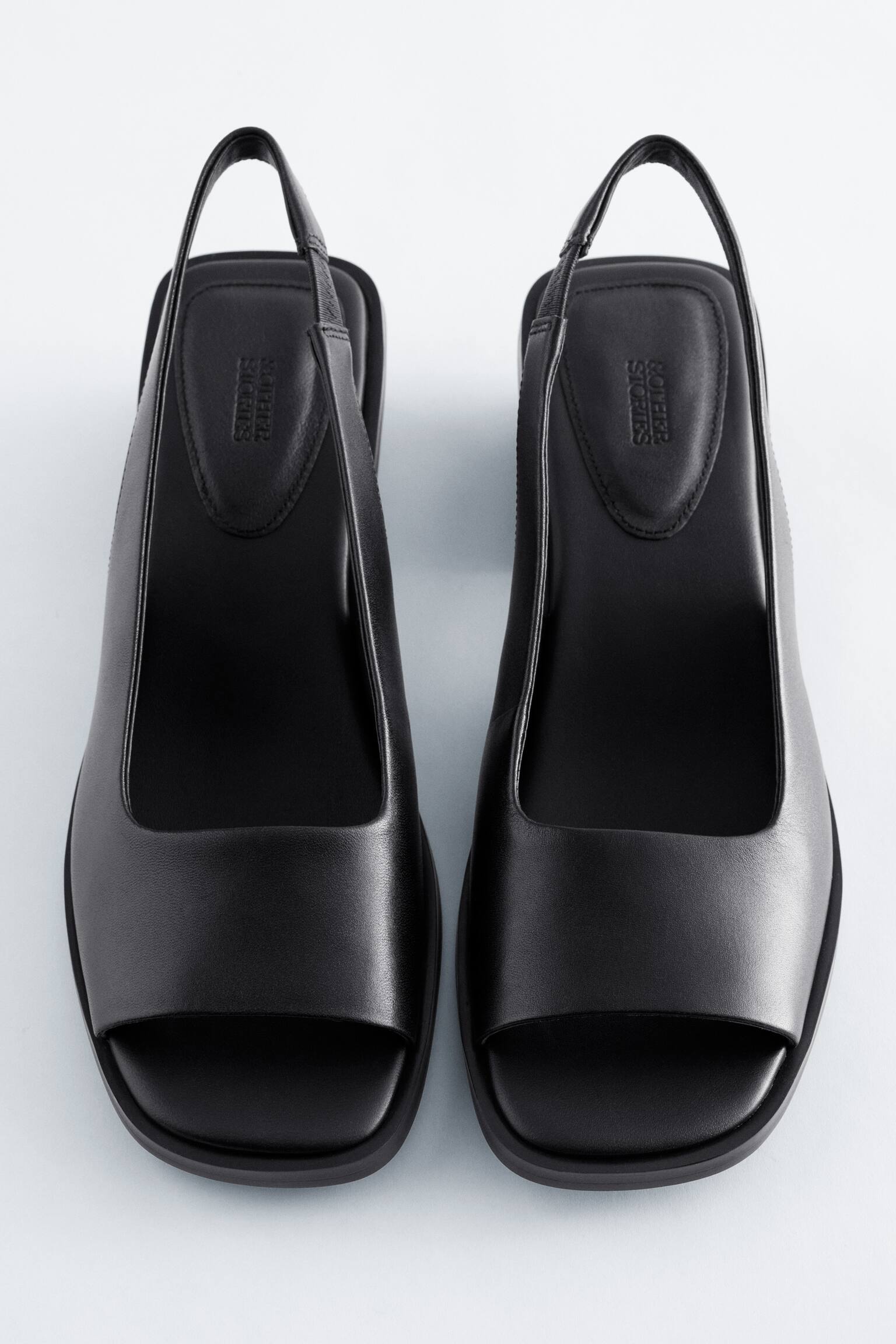 Slingbacks i nappaläder - Svart/Mörkgrön/Crèmevit - 4