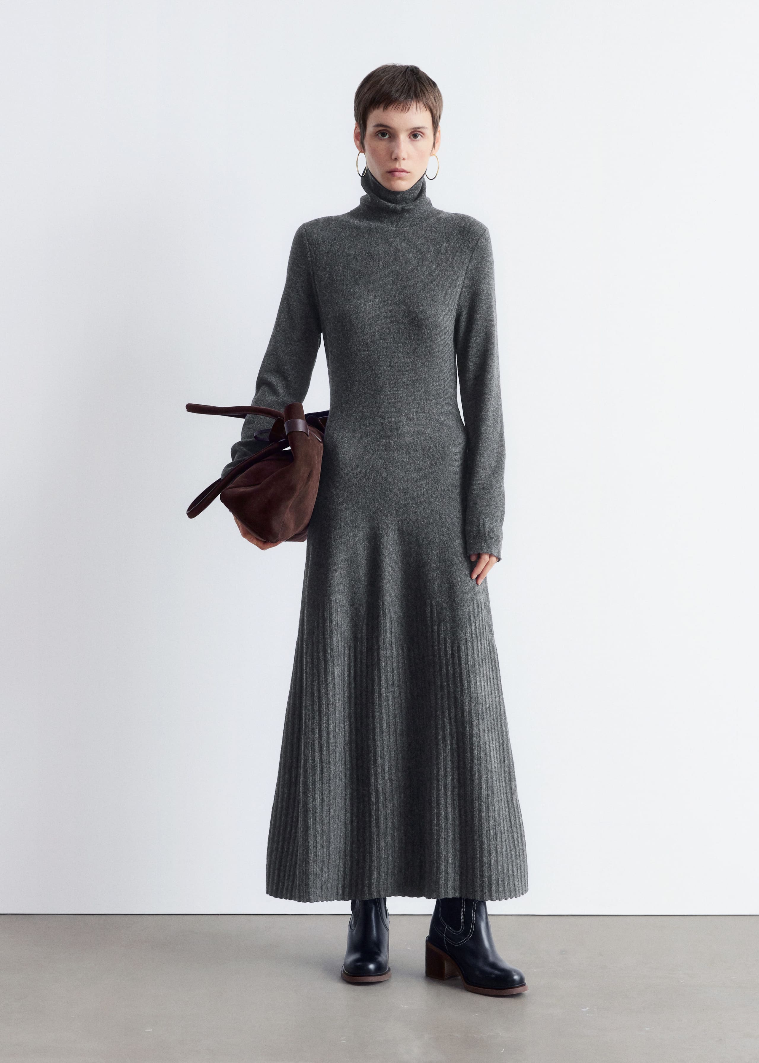 Image of Merino-Wool Turtleneck Maxi Dress