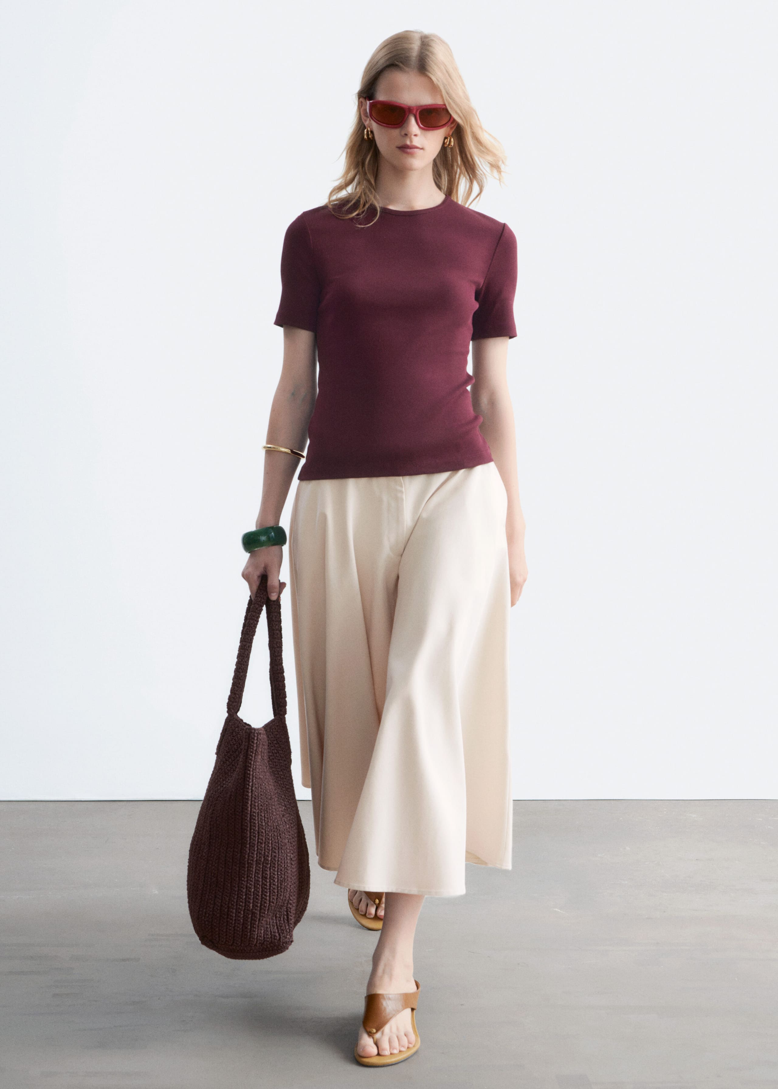 Ribbed T-shirt - Dark Red - Still Life