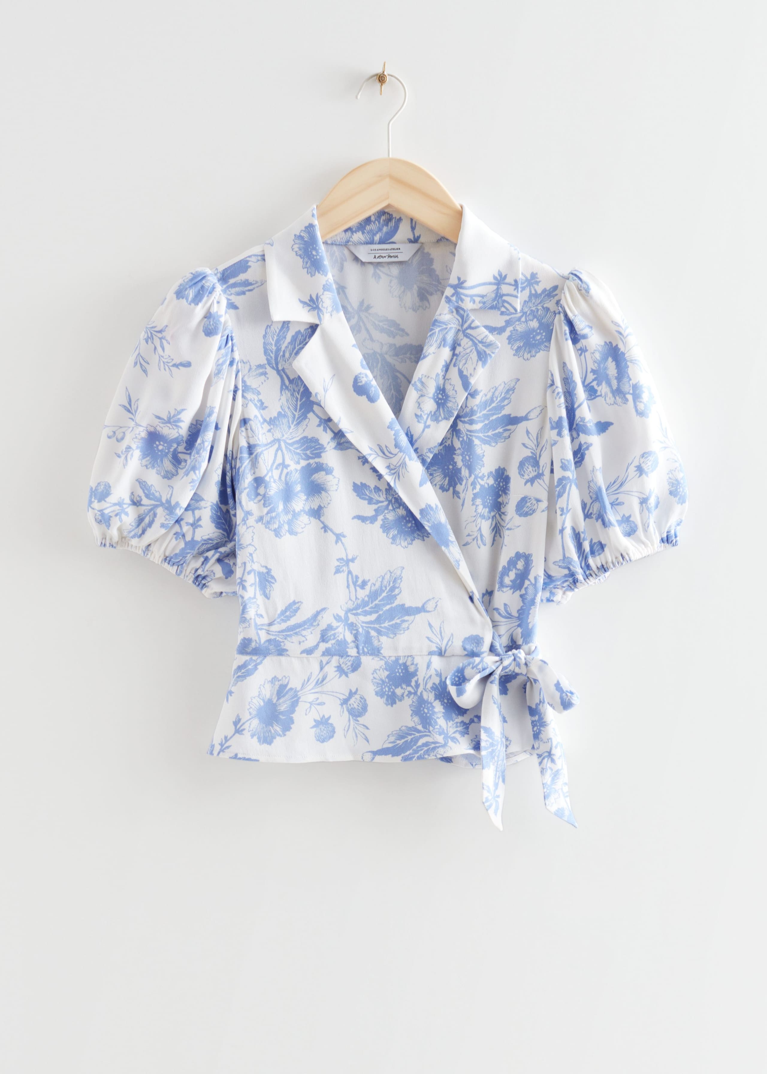 Printed Wrap Top - Light Blue Florals - Still Life