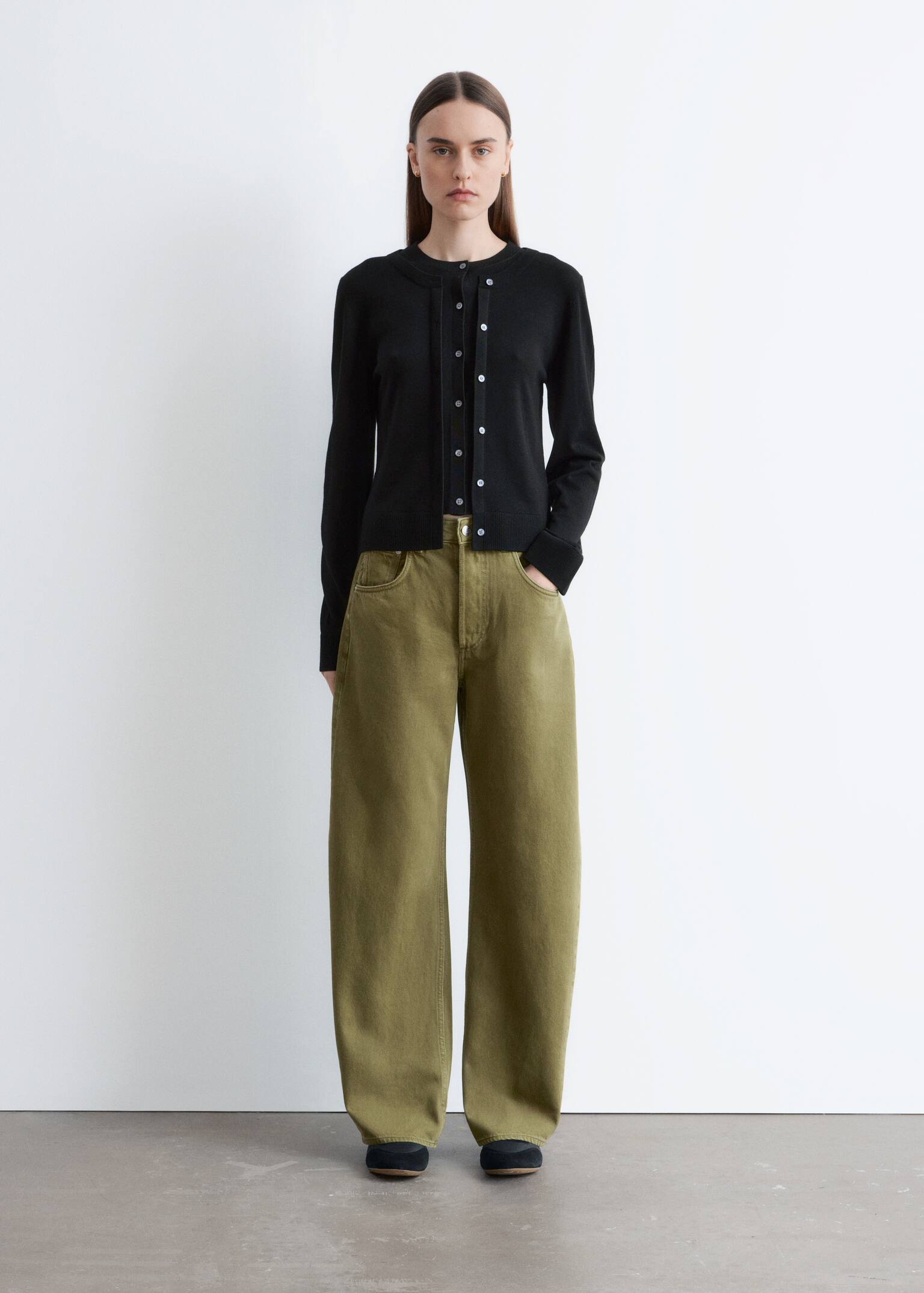 Barrel-Leg Jeans - Khaki Green/Dark Blue/Rust Brown/Light Blue/Dark Brown/Black - 1