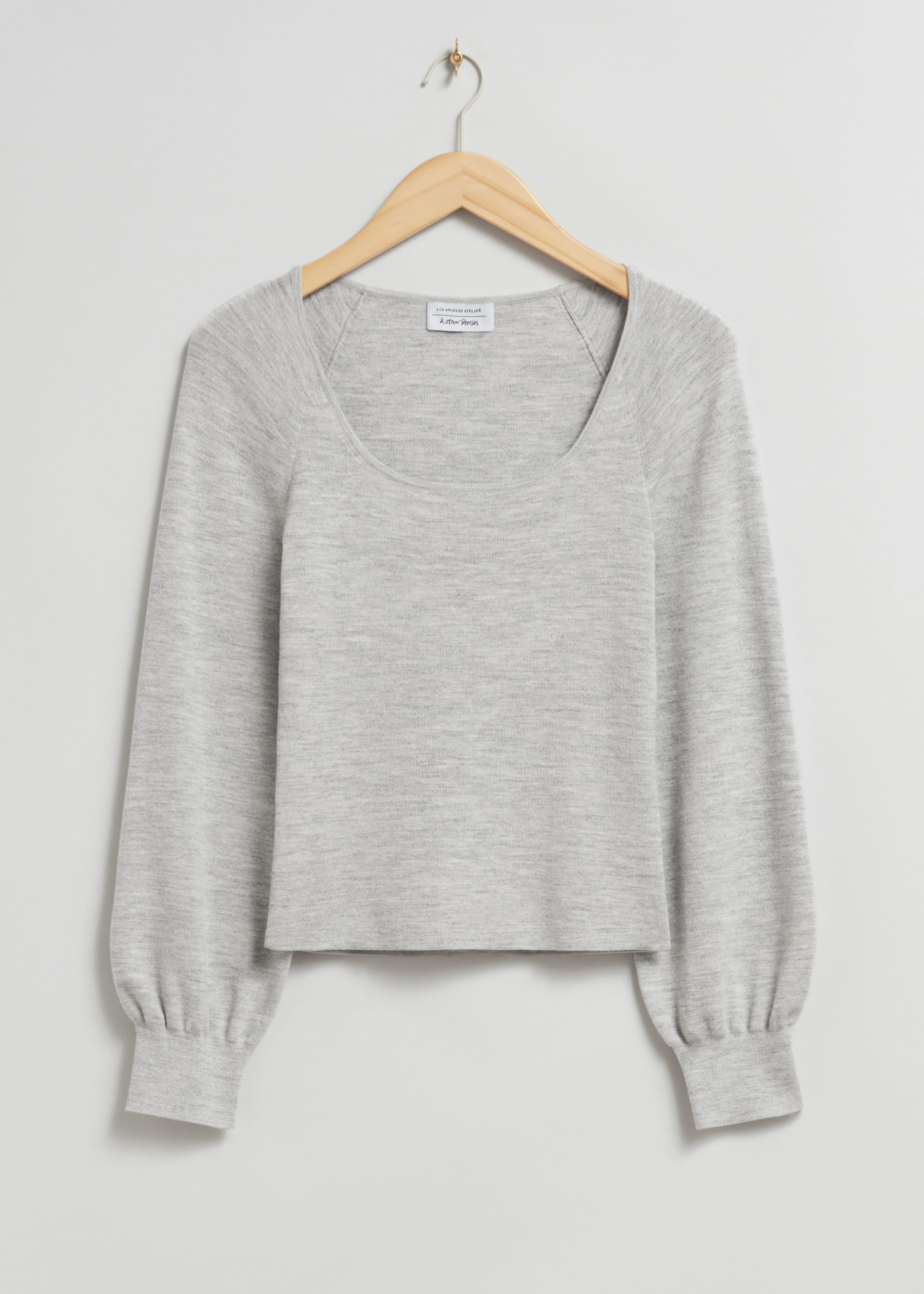 Visa större bild: Mjuk stickad topp i ull - Ljusgrå - DAM | H&M SE 1